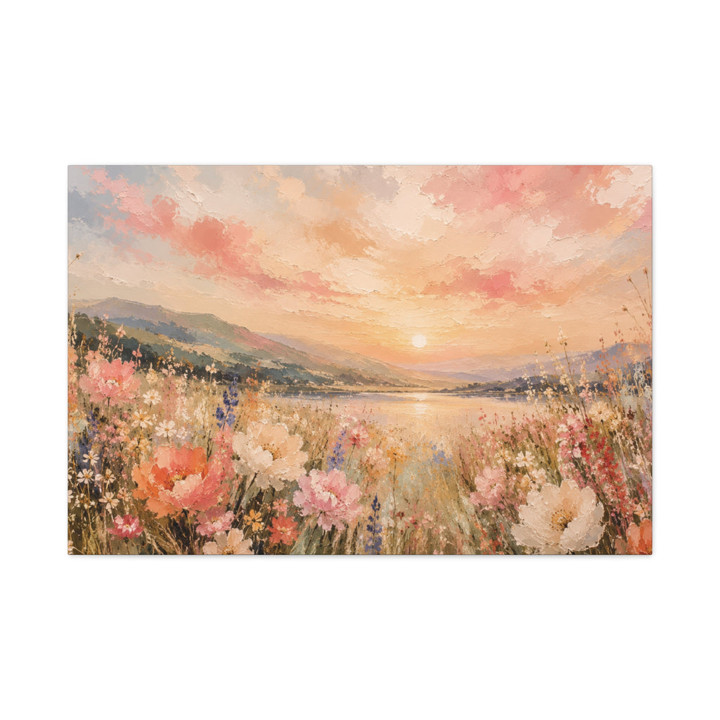 Where Heaven Meets the Meadow Luxury Wildflower Landscape Canvas Wall Art Large Modern Floral Meadow Painting for Living Room  Bedroom Decor