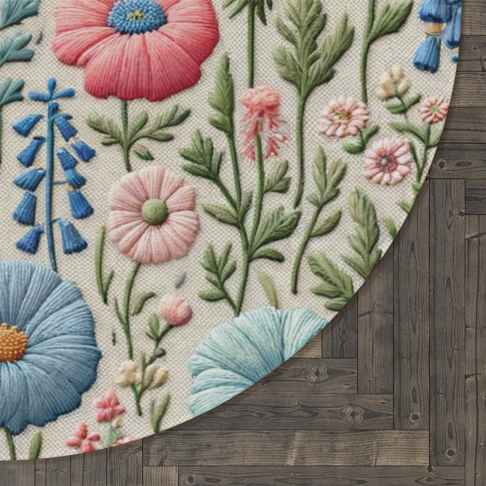 New House Elegant Floral Symphony Round Rug Ideal for Bedrooms, Hallways, and Home Offices Featuring Luxurious Design interior Livingroom.