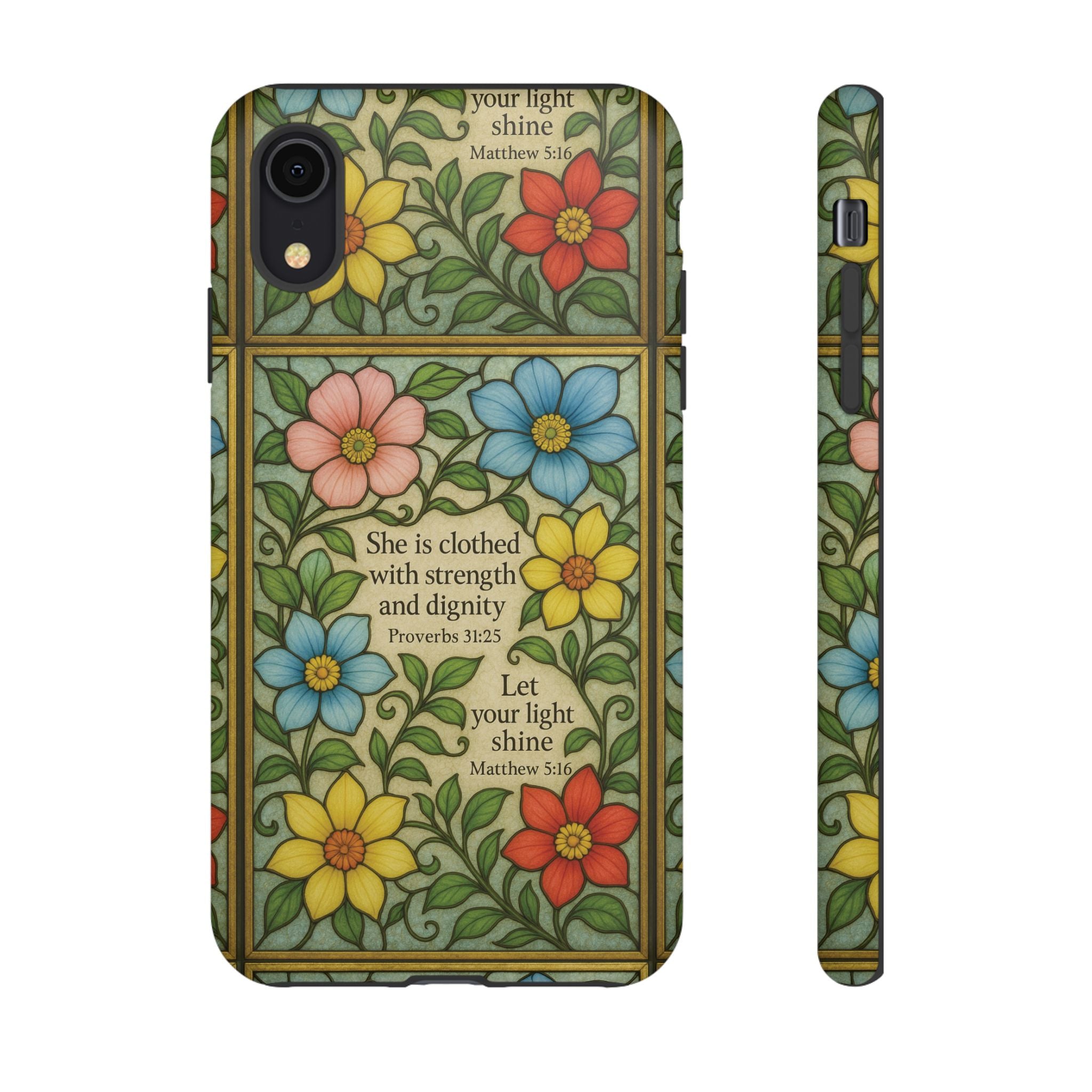 Pastel Floral Stained Glass Bible Verse Phone Case Christian Affirmation, Soft Faith Design, iPhone Samsung Google, Inspirational Gift for HerGift for Christians