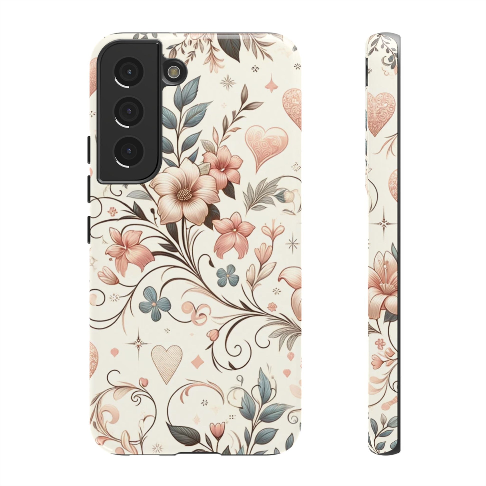 Floral Design Luxury Phone Tough Case Floral Elegant Durable Stylish for Modern Devices iPhone 17, 16 15, Samsung iPhone Samsung Accessory Gift for Her