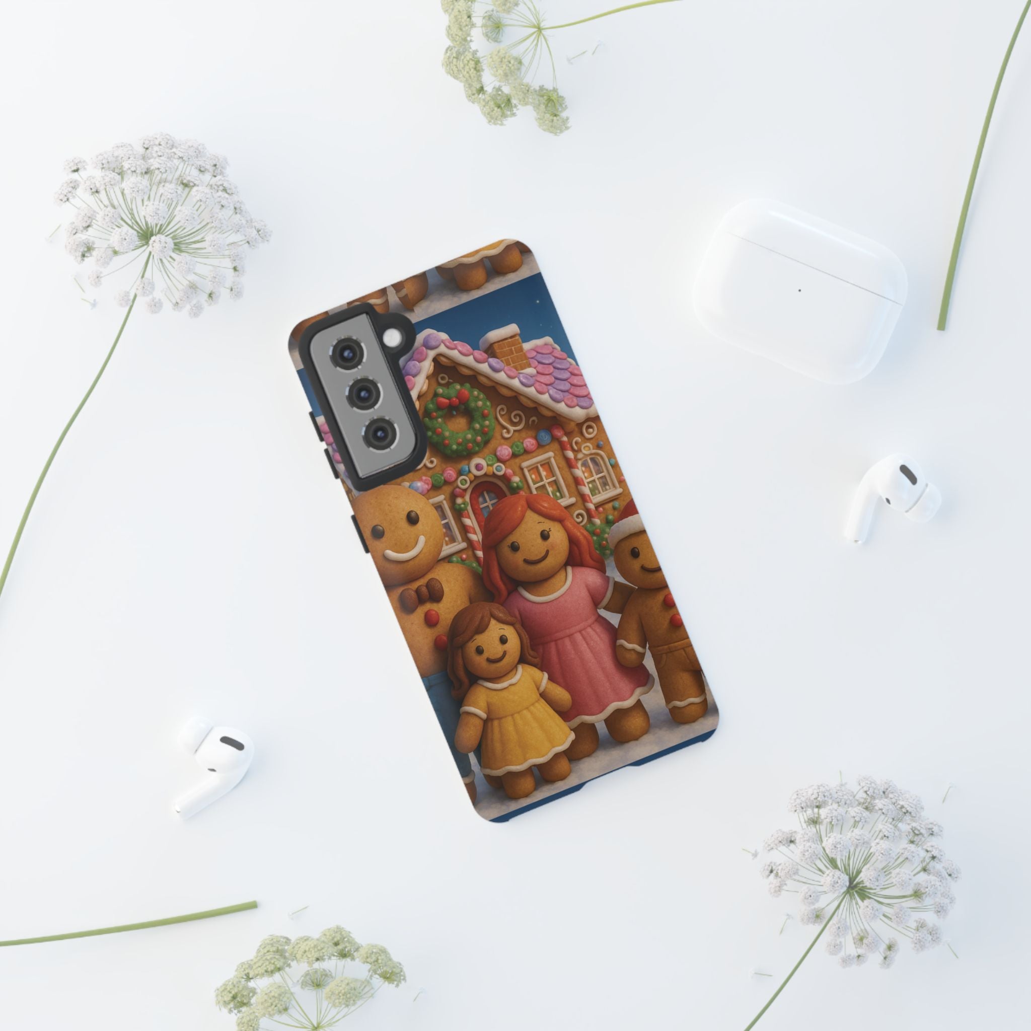 Coque de téléphone esthétique Famille en Pain d'Épices – Design d'inspiration vintage sur le thème de Noël – Étui stylé pour modèles iPhone et Samsung Galaxy
