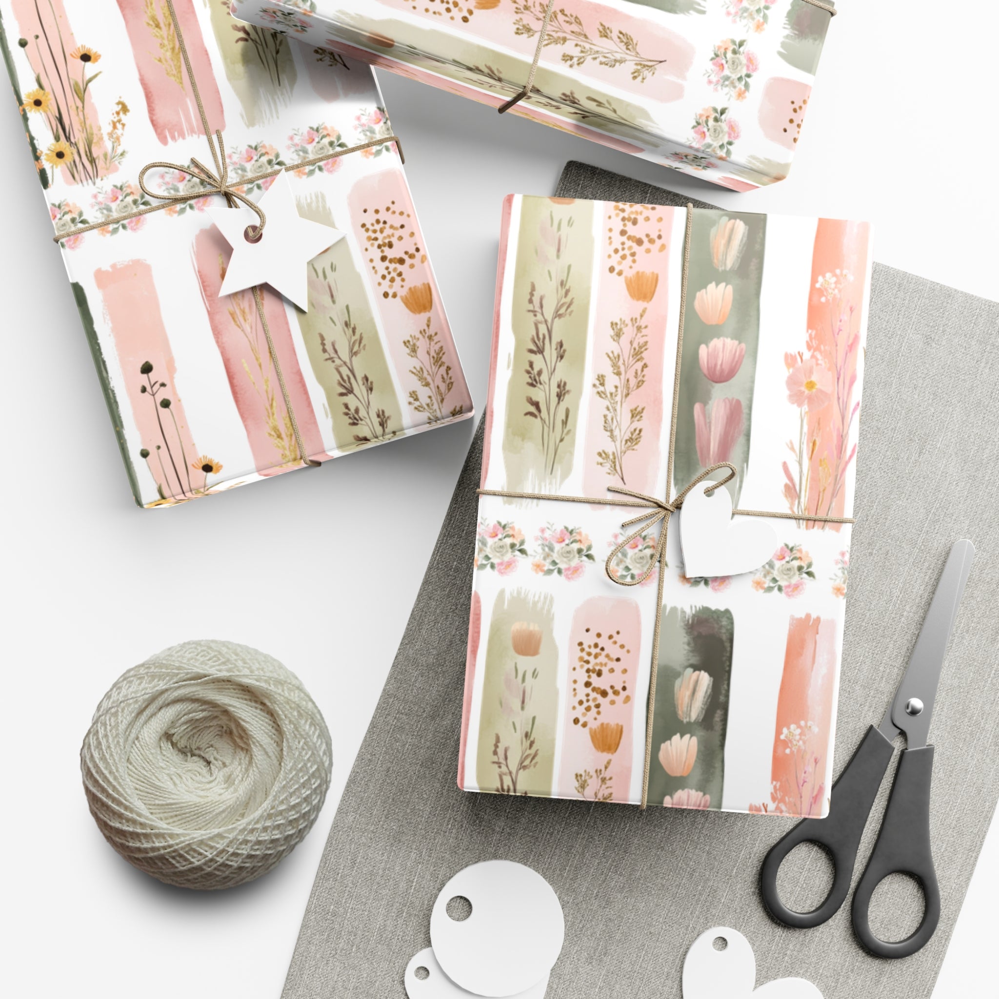 Pastel Brushstroke Floral Wrapping Paper Soft Pink & Peach Illusion Design, Elegant Gift Wrap for Her, Aesthetic Packaging for Birthdays  More Weddings