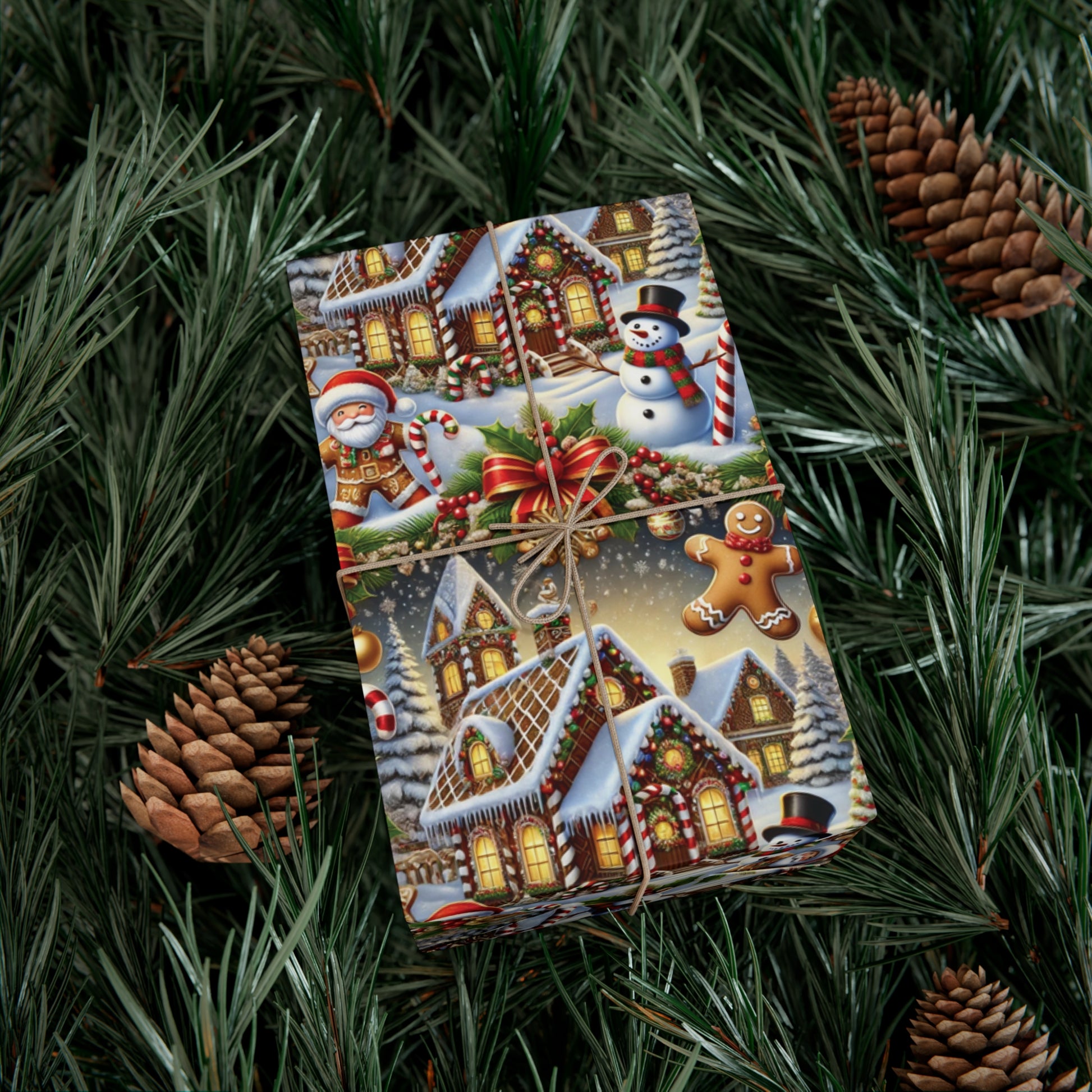 Gingerbread House & Snowman Christmas Wrapping Paper Festive Holiday Gift Wrap with Vibrant Perfect for Christmas Presents and Seasonal Decor - MRSBYVALLE
