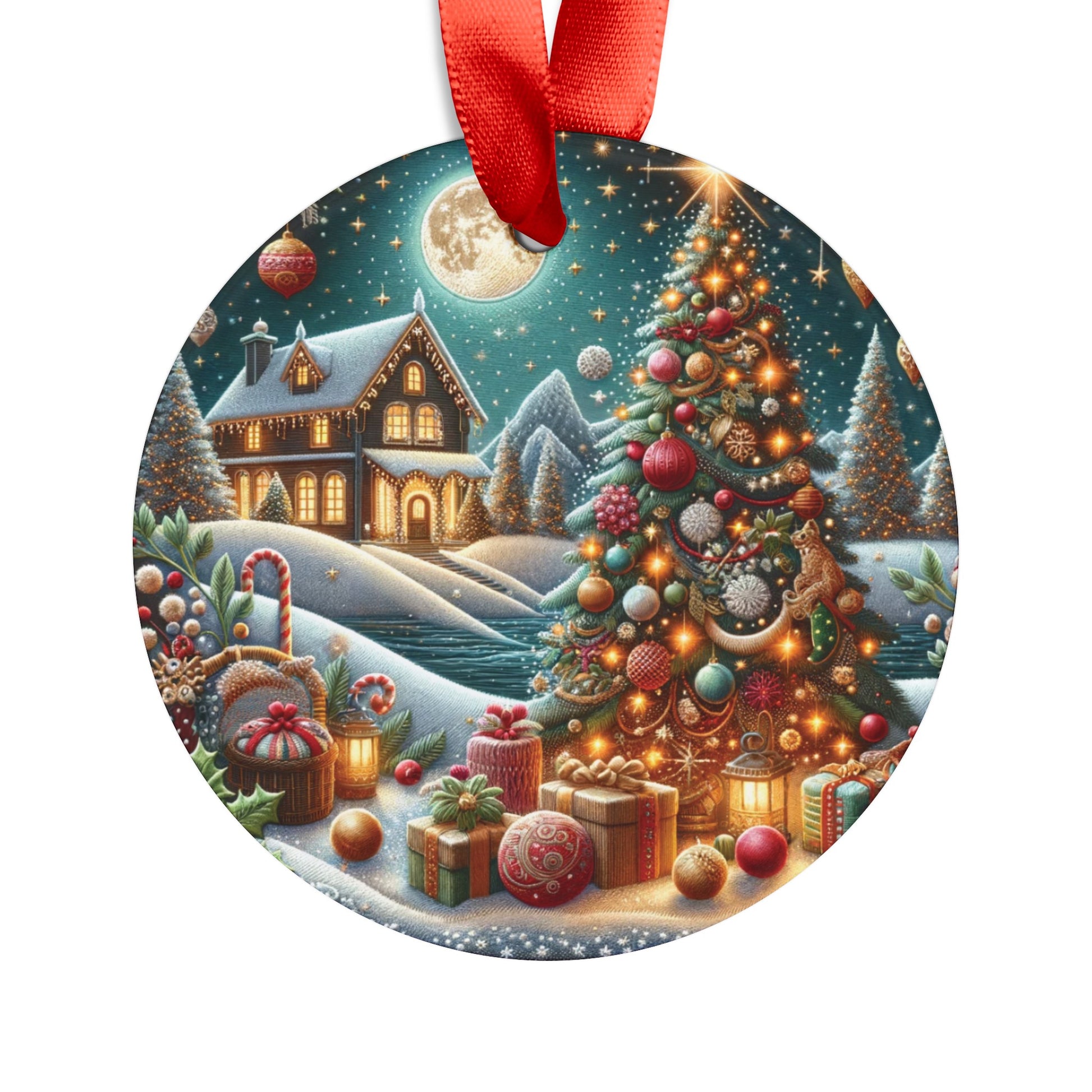 Christmas Acrylic Ornament Elegant Design Ornament with Ribbon Perfect Christmas Decoration | Durable Holiday Keepsake | Charming Winter Design | Ideal for Tree Trimming and Gift Giving - MRSBYVALLE