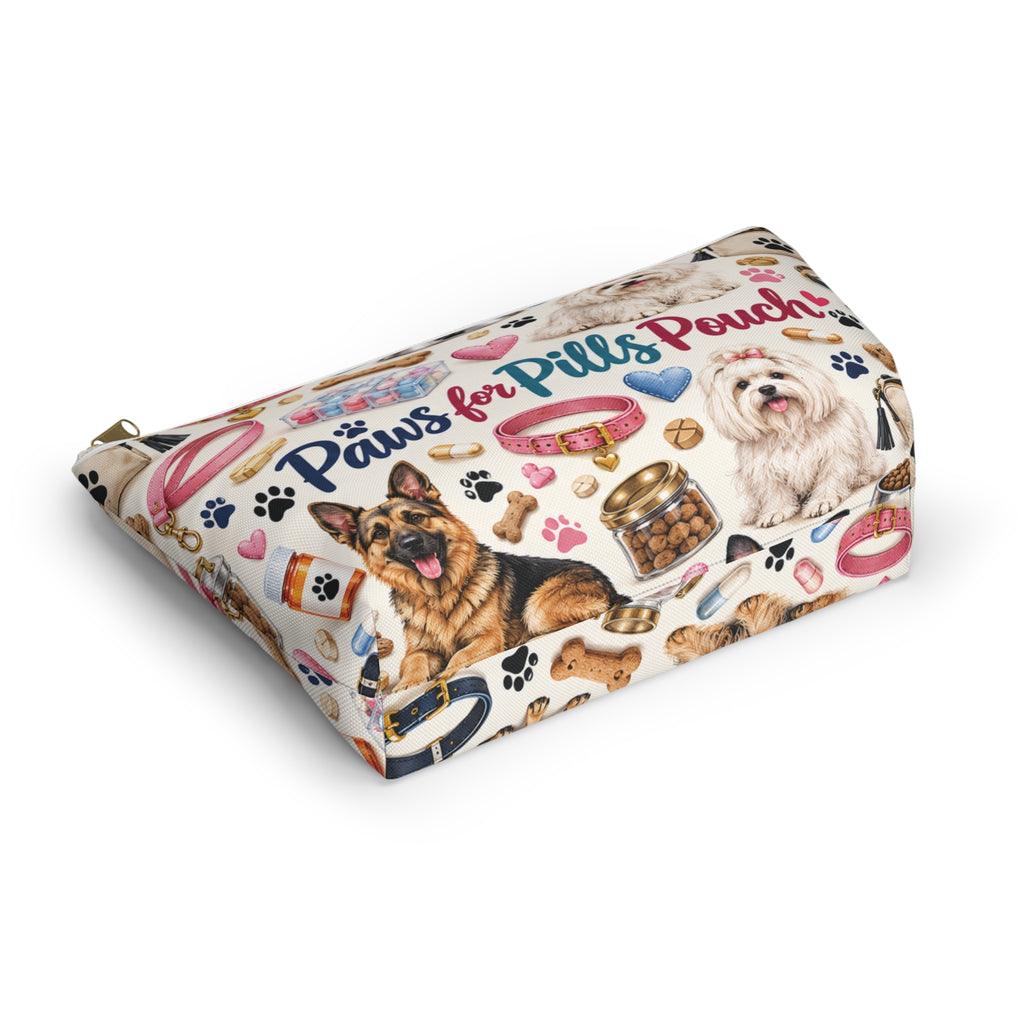 Paws for Pills Accessory Pouch — Dog Medicine & Treats T-Bottom Makeup Bag