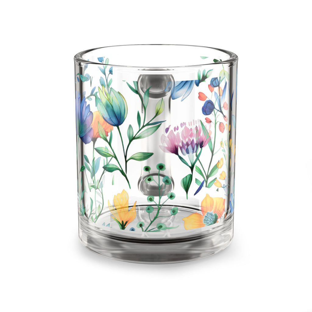 Mug en Verre Fleurs Sauvages Aquarelle | Tasse à Café Florale 300 ml Cadeau pour Anniversaire, Maman