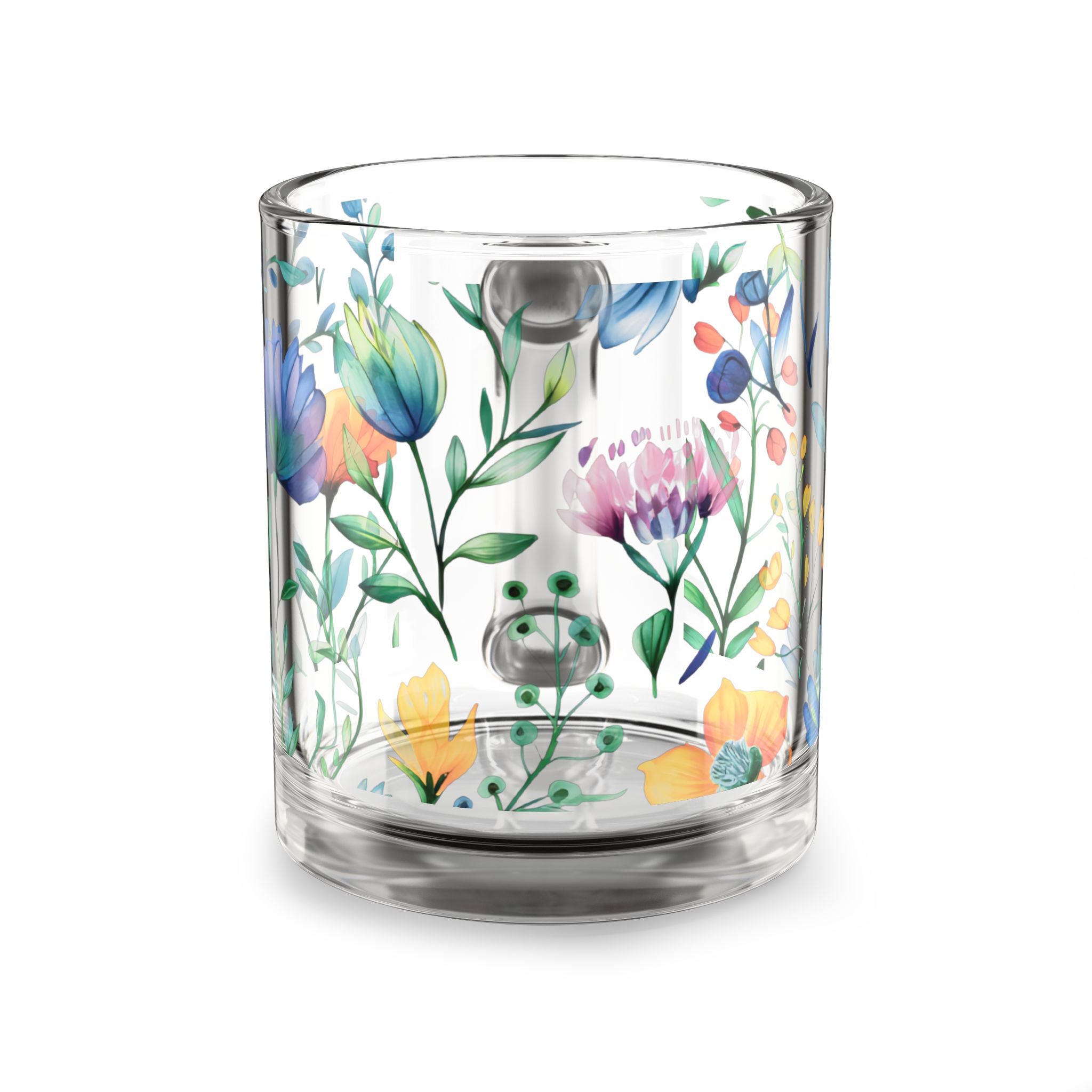 Watercolor Wildflowers Glass Mug | 10oz Floral Coffee Cup Gift for Birthday, Mom