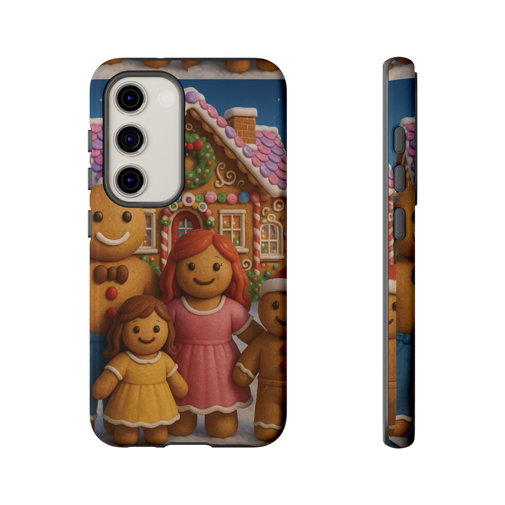 Coque de téléphone esthétique Famille en Pain d'Épices – Design d'inspiration vintage sur le thème de Noël – Étui stylé pour modèles iPhone et Samsung Galaxy