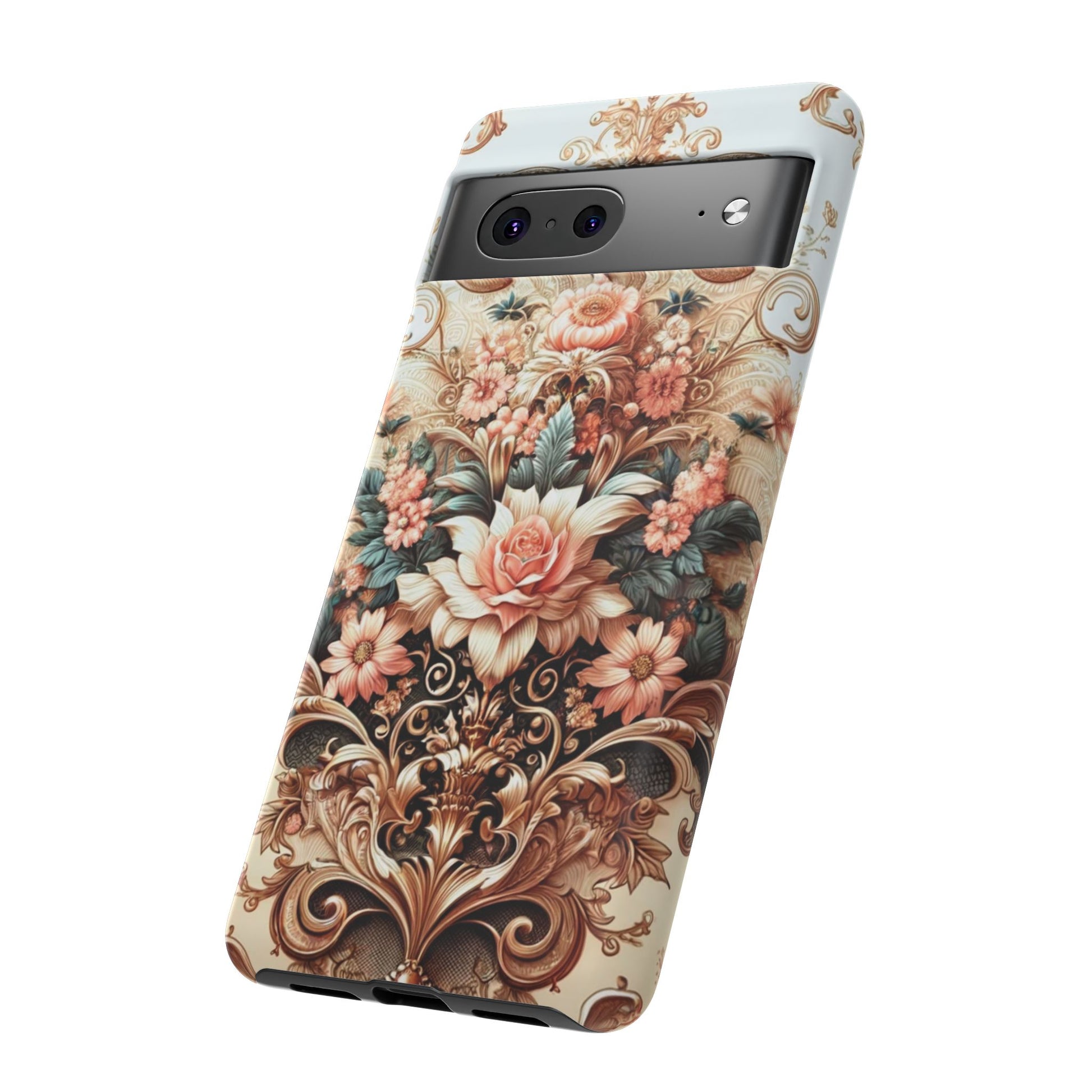 Gold Design Luxury Phone Tough Case Floral Elegant Durable Stylish for Modern Devices iPhone 17, 16, 15, Samsung iPhone Samsung Accessory Gift for Her