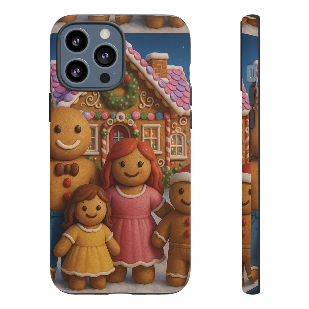 Coque de téléphone esthétique Famille en Pain d'Épices – Design d'inspiration vintage sur le thème de Noël – Étui stylé pour modèles iPhone et Samsung Galaxy