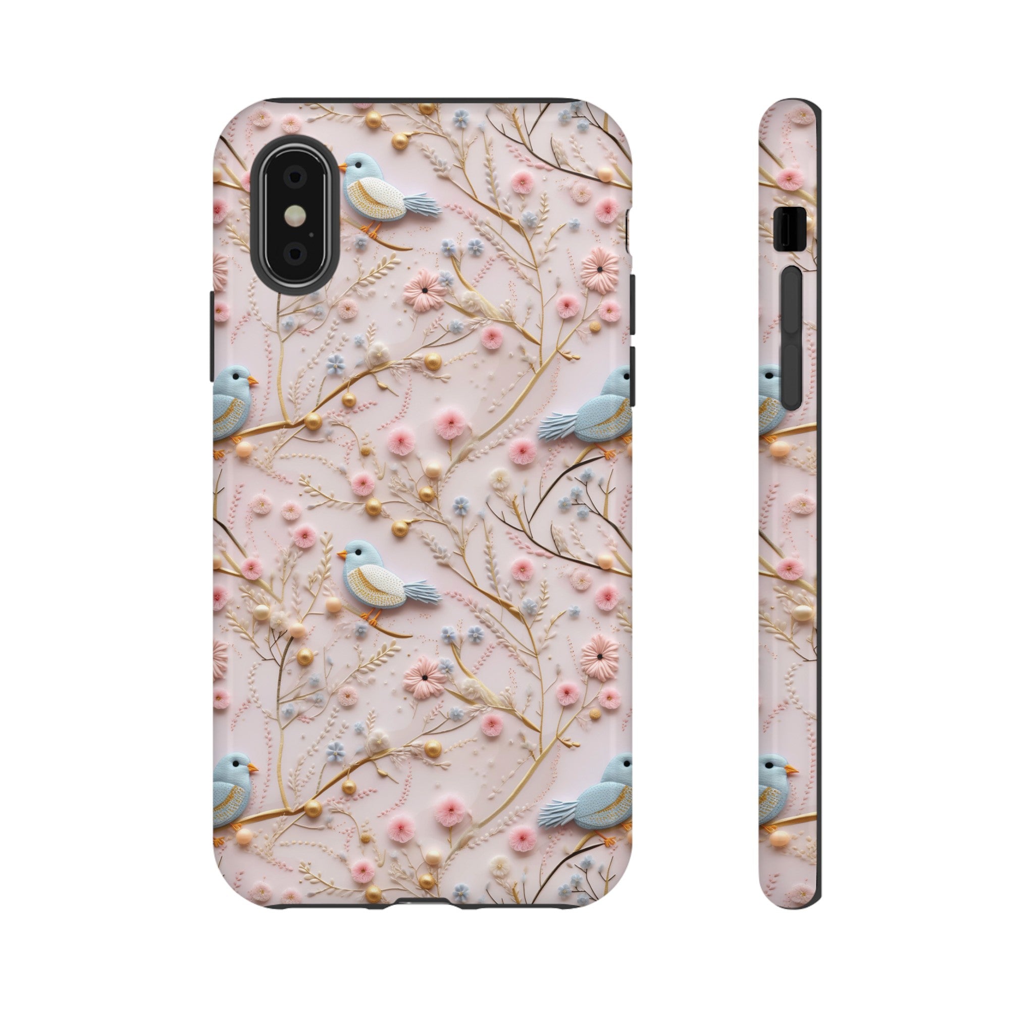 3D Birds Elegant Faux Flowers Phone Case Stylish & Durable for iPhone Samsung Gift iPhone 15, 14, 13 Samsung Pixel Gift for Mom Accessory Gift for Her