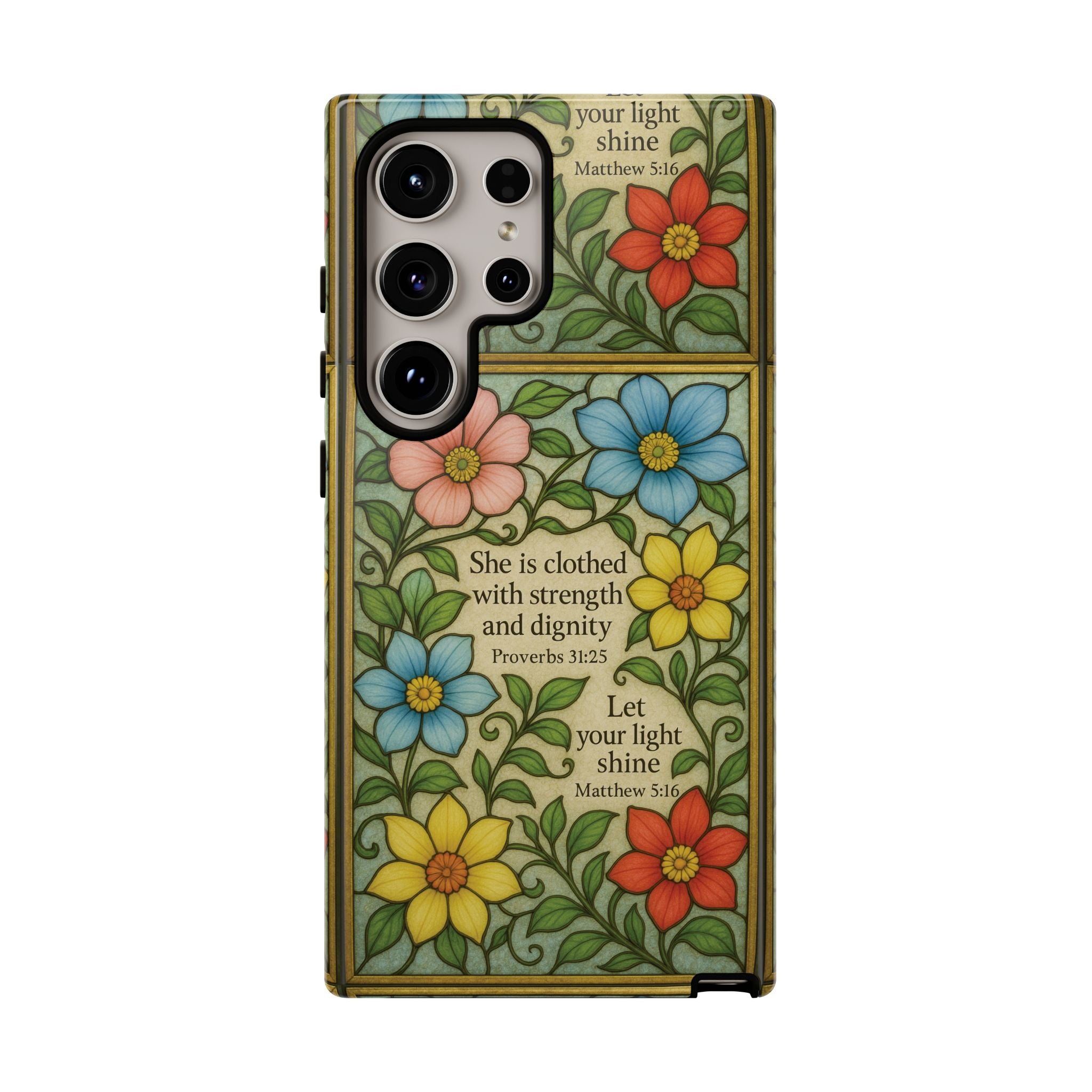 Pastel Floral Stained Glass Bible Verse Phone Case Christian Affirmation, Soft Faith Design, iPhone Samsung Google, Inspirational Gift for HerGift for Christians