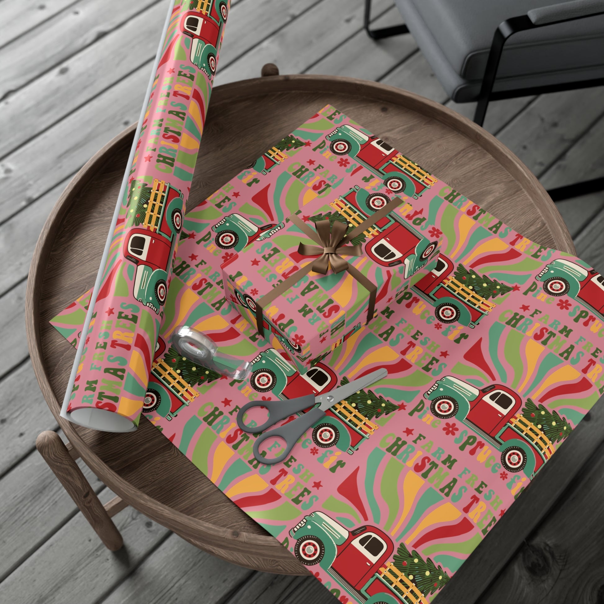Christmas Retro Boho Pickup Wrapping Paper Holiday Gift Wrap with Perfect for Christmas Presents, Crafting, Holiday Decor Premium Quality Perfect for Gift - MRSBYVALLE