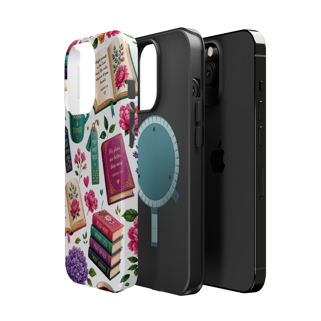 Christian Books & Coffee Phone Case — Magnetic Impact-Resistant Christian Gift