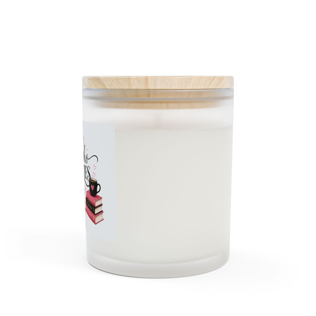 Romanticizes Her Life Candle — Frosted Glass 11oz ("Just a Girl Who Romanticizes her Life One Book at a Time")