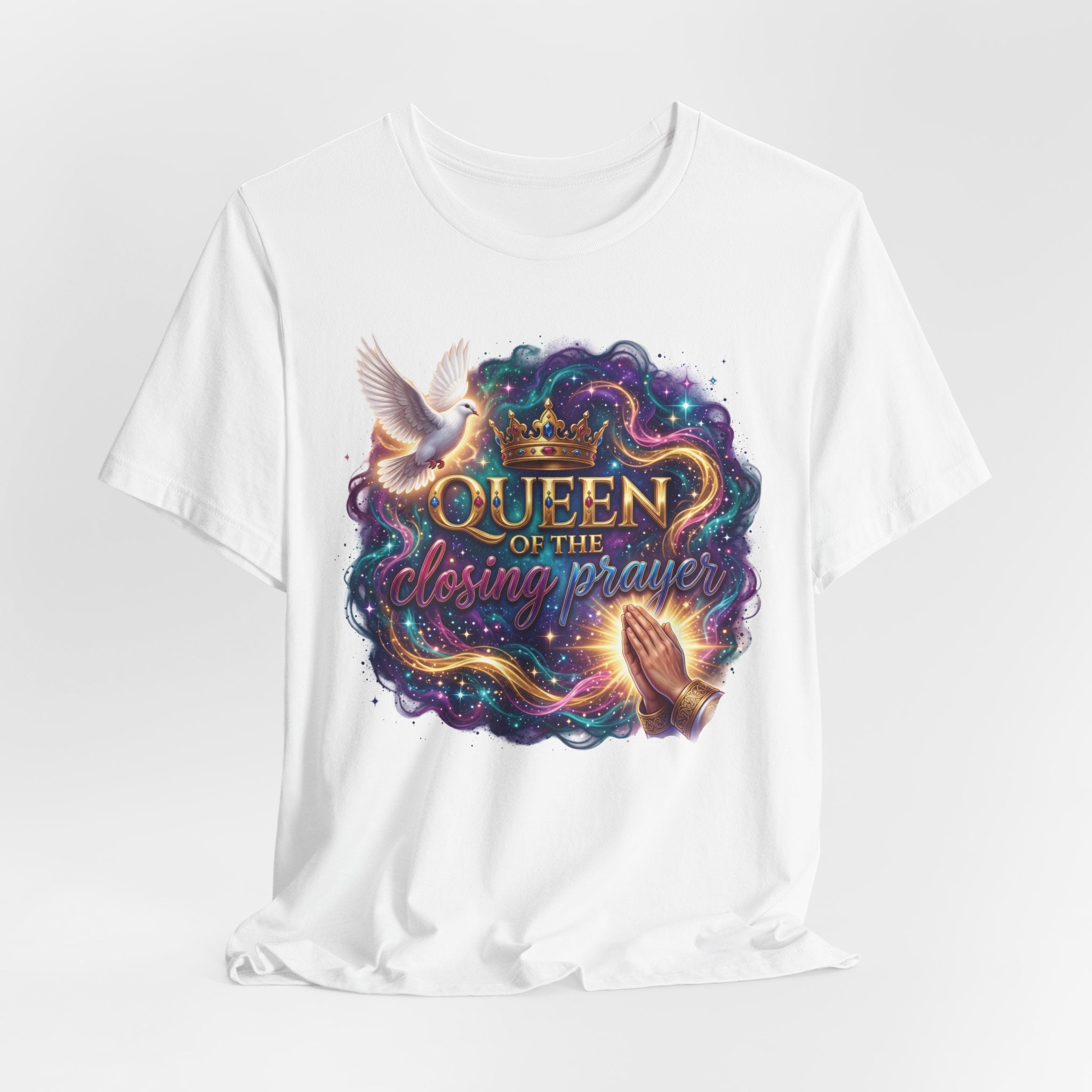 Queen of the Closing Prayer Christian T-Shirt | Funny Church Shirt for Women | Faith-Based Graphic Tee