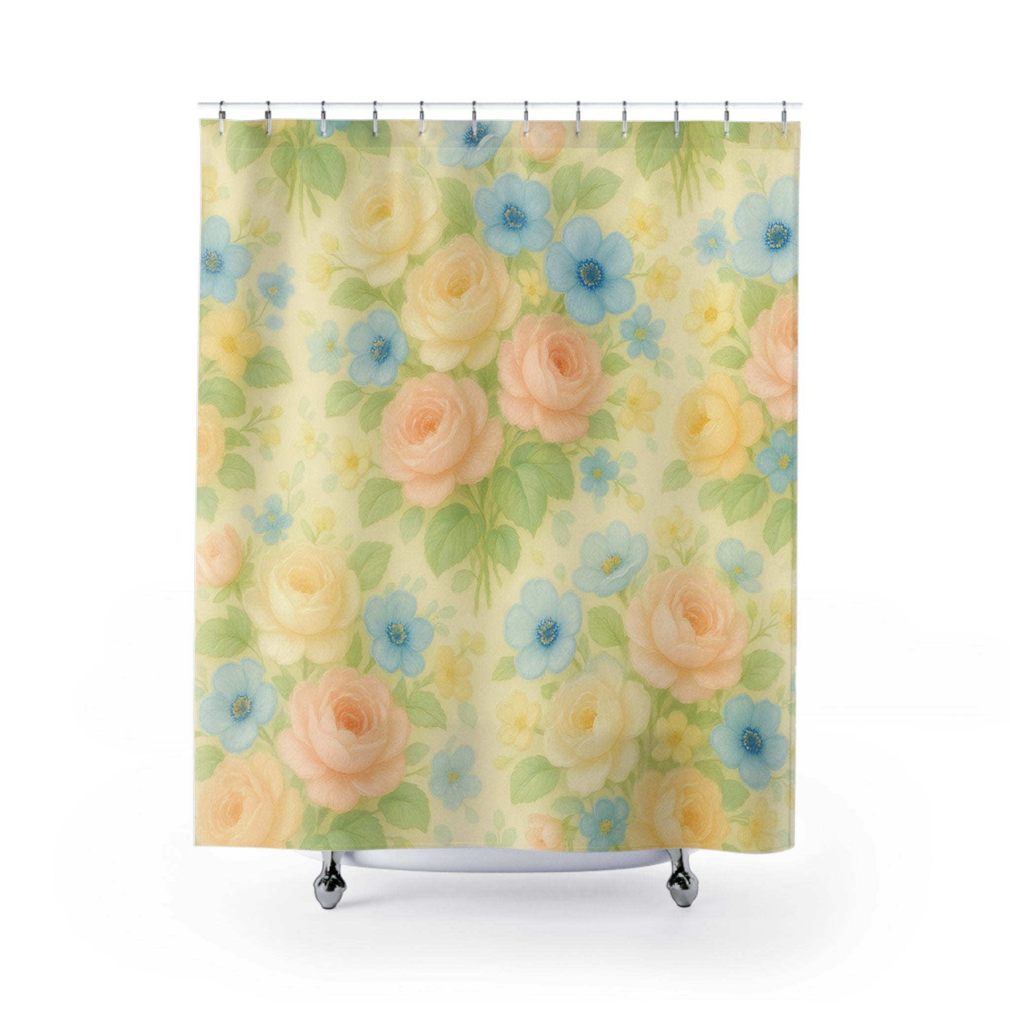 Floral Shower Curtains - Yellow Vintage Floral for Bathroom Refresh