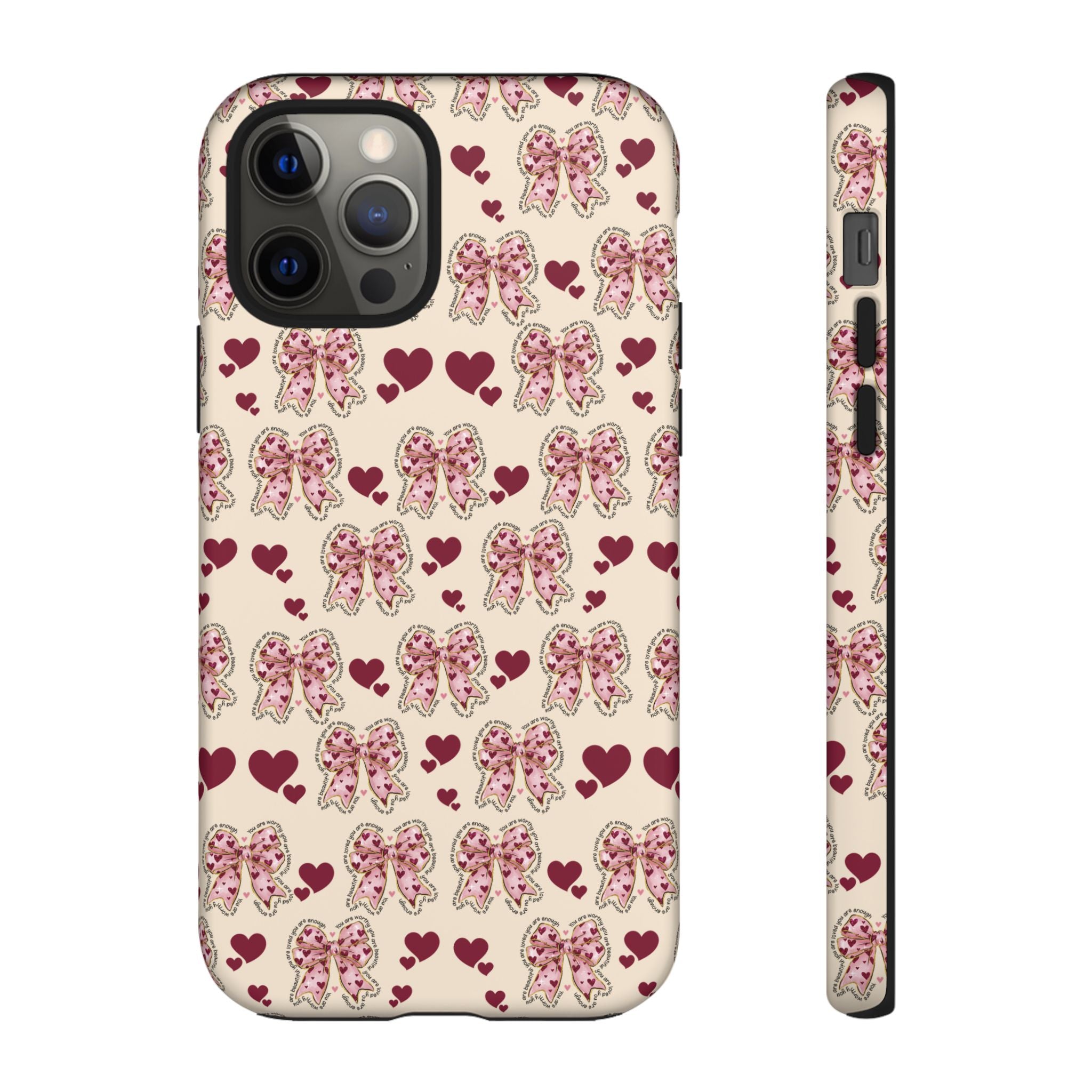 Charming Hearts & Pink Bows Phone Case Stylish & Durable Protection for Your Device | Scratch-Resistant, Slim Fit, and Lightweight Design for Everyday Use for iPhone & Android | Fresh Nature-Inspired Design!