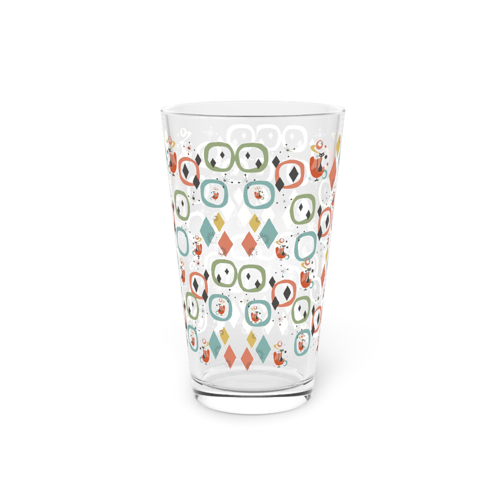 Retro Mid-Century Atomic Cat 16oz Pint Glass Mid-Century Modern Retro Style for Cocktails, Mocktails, Beer, and Water Perfect for Every Occasion Mother's Day Party Drinkware, Housewarming Perfect Gift Party Drinkware, Cocktail, Wedding Perfect for Parties - MRSBYVALLE