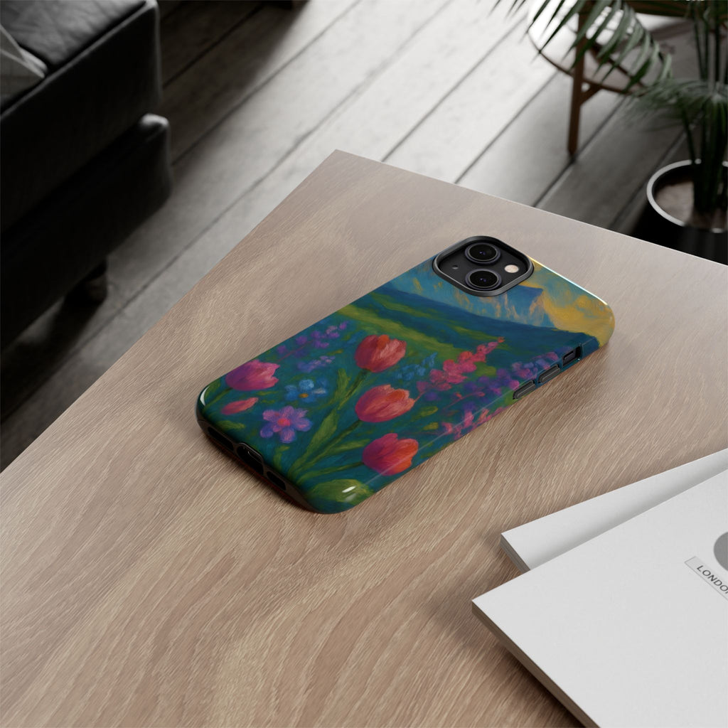 Mountains Wildflowers Phone Case | Vibrant Botanical Floral Design | Nature-Inspired Protective Cover for iPhone & Samsung | Trendy Aesthetic Gift Idea