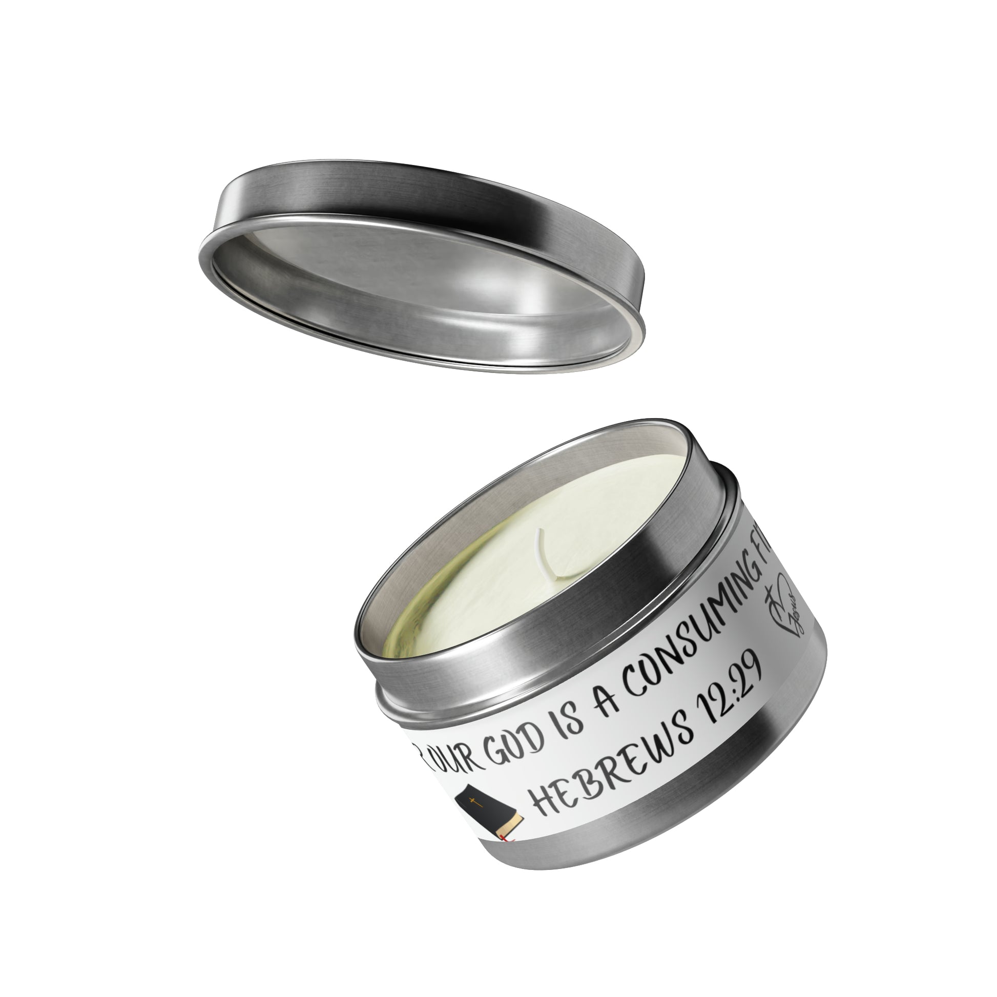 New House Sacred Light Divine Verse Tin Candles Embrace Peace with 4oz/8oz Coconut Soy Wax, Hand-Poured in USA. Lead-Free Wick, 20-40hr Burn. Evergreen, Vanilla, More. Spiritual Ambiance Awaits. Grace.