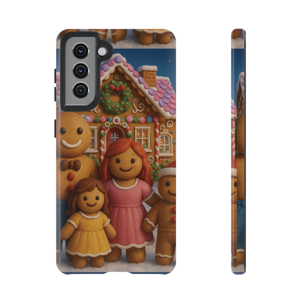 Coque de téléphone esthétique Famille en Pain d'Épices – Design d'inspiration vintage sur le thème de Noël – Étui stylé pour modèles iPhone et Samsung Galaxy