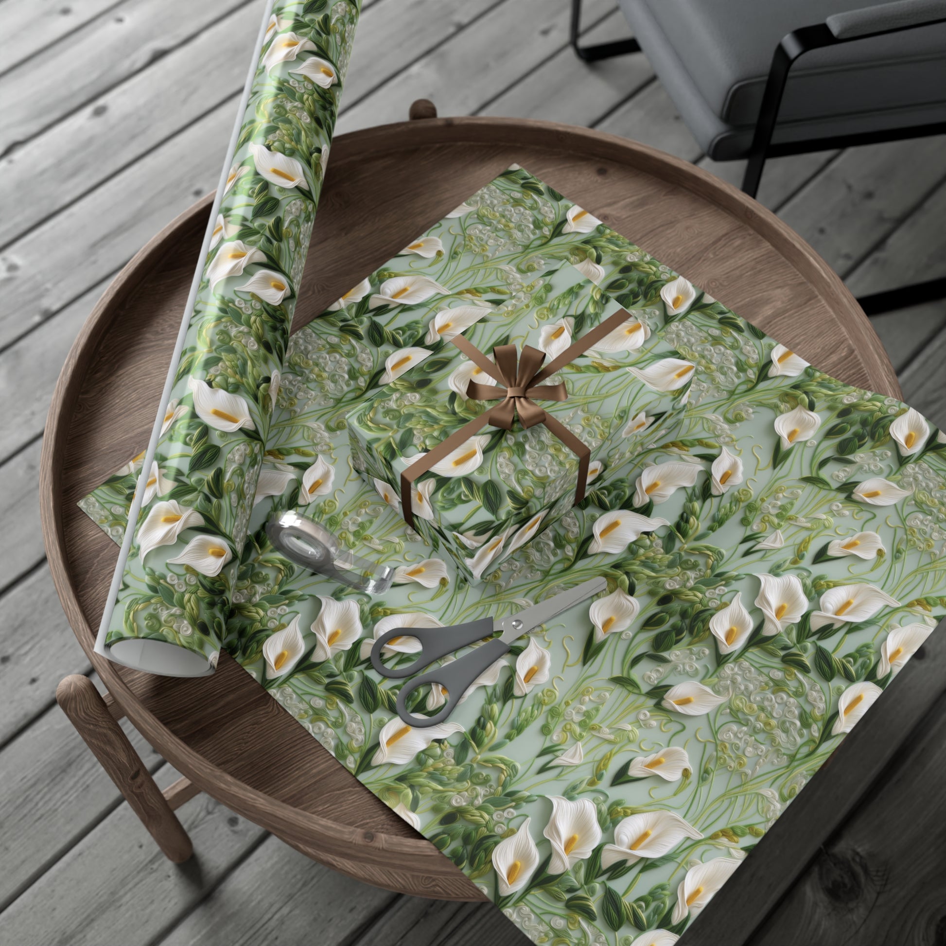 Elegant Calla Lily Wrapping Paper Beautiful Floral Design for Christmas, Birthdays & Special Occasions | Premium Gift Wrap for Nature Lovers Luxurious - MRSBYVALLE