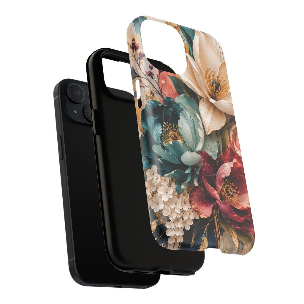 Vintage Floral Bouquet phone case Tough Magnetic Case Velvet Bloom Floral Art iPhone Case  Botanical Protective Case Samsung Modern Garden