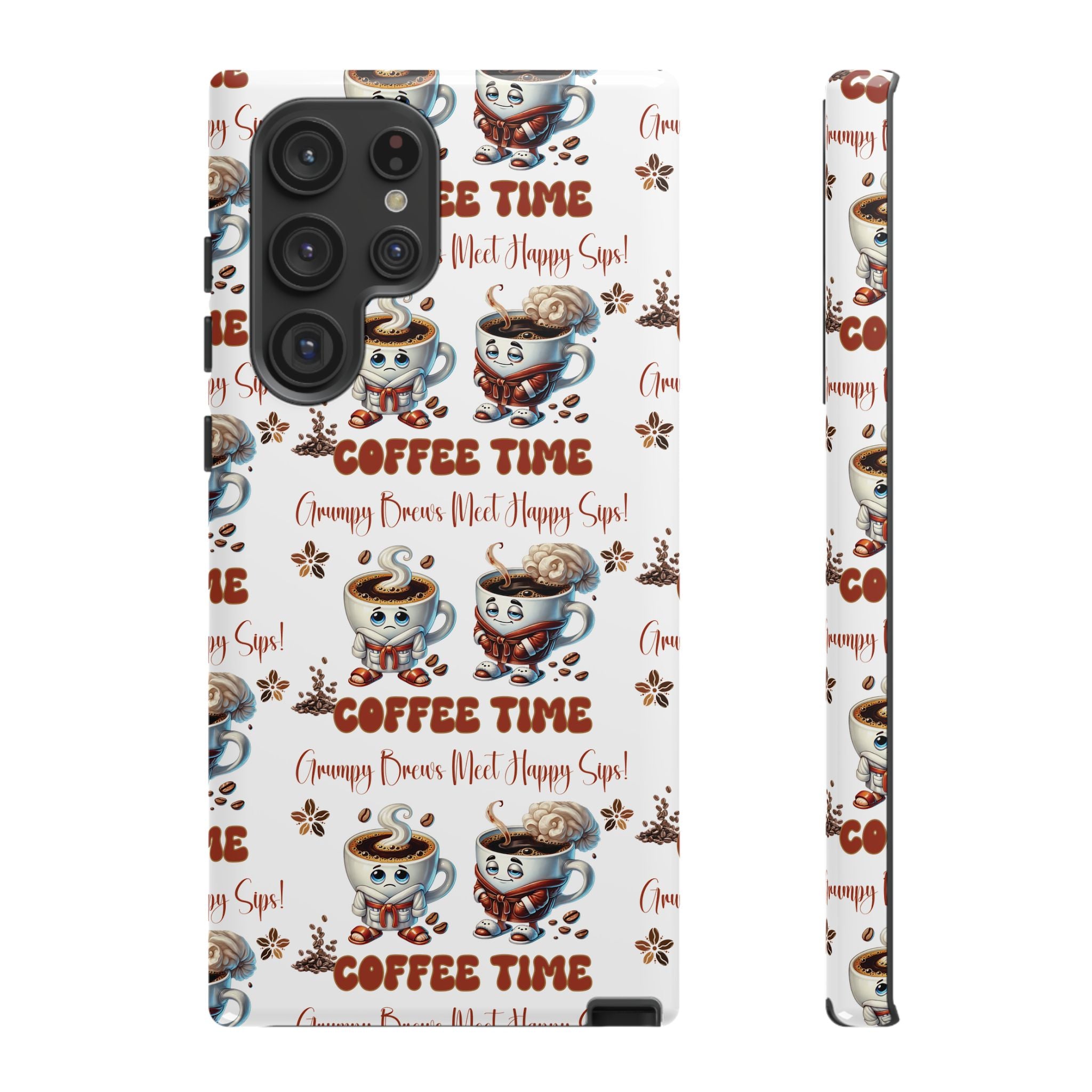 Grumpy Brews Meet Happy Sips Phone Case Compatible with iPhone, Samsung & Pixel | Fun, Durable Protection for Coffee Lovers | Unique Design, Shockproof & Scratch-Resistant Perfect for Coffee Lover - MRSBYVALLE