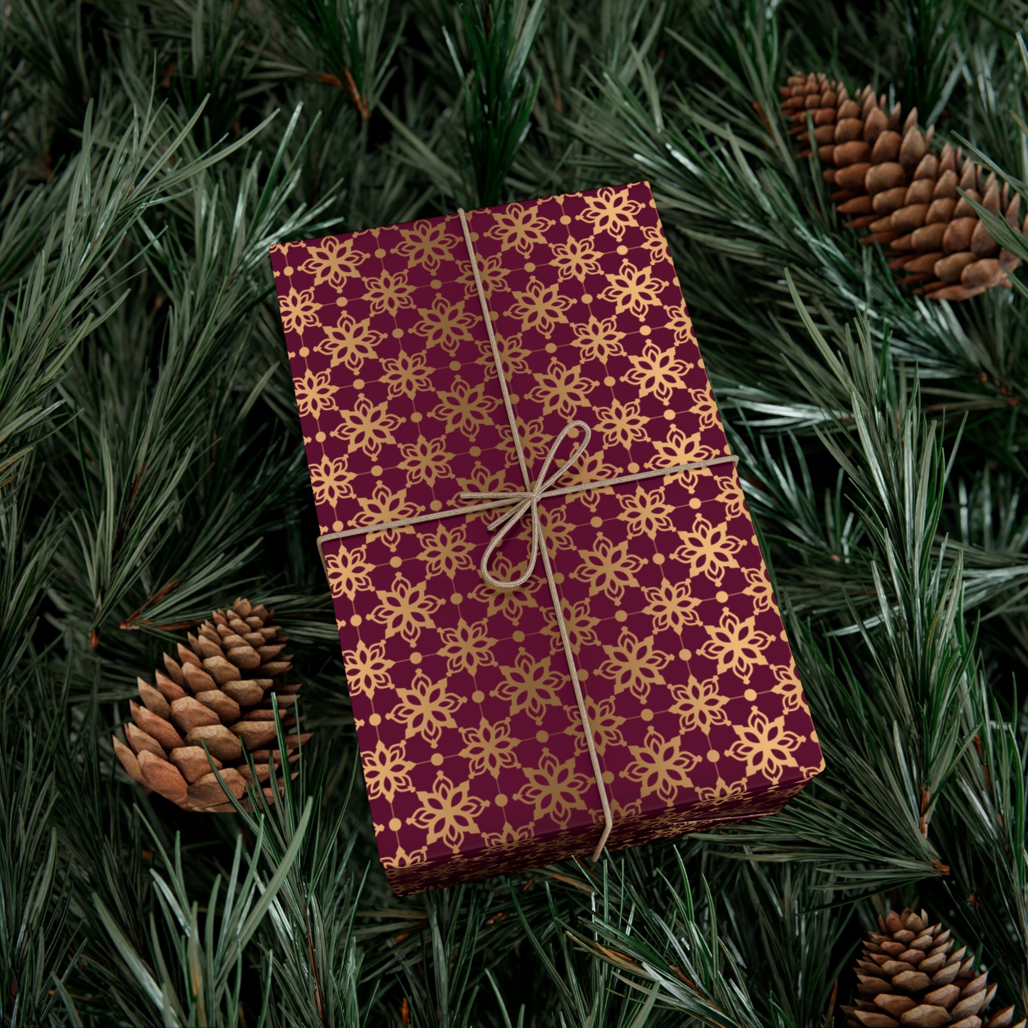 Elegant Luxuries Burgundy Wrapping Paper with Gold Accents Perfect for Christmas Gifts, Weddings, & Special Occasions Premium Quality Gift Wrap for Luxurious Presentation - MRSBYVALLE