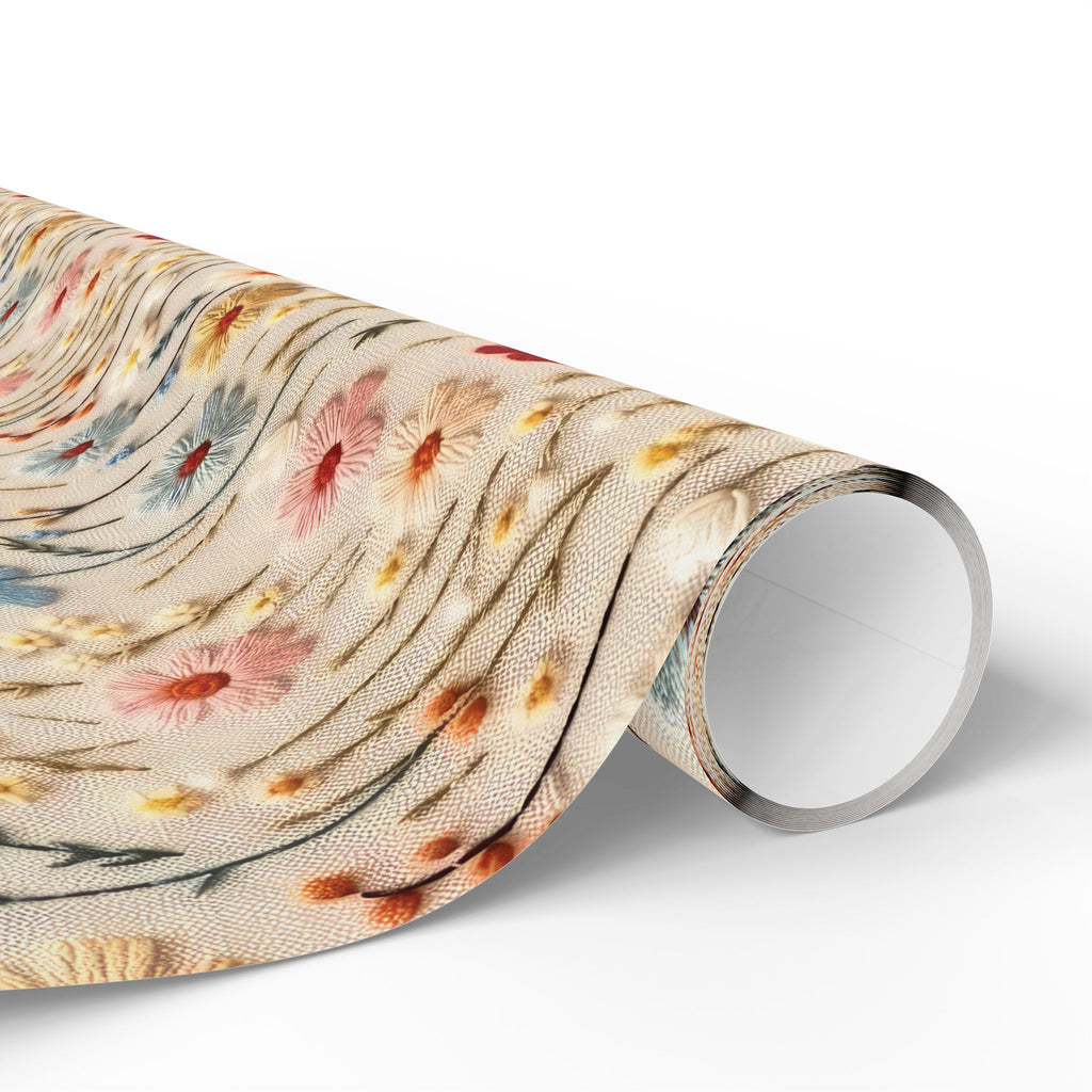 BOHO 3D Illusion Wildflowers Gift Wrap it's Perfect for Weddings, Bridal and Baby Showers Eco-Friendly, Vibrant Design in Matte Satin, All Occasion