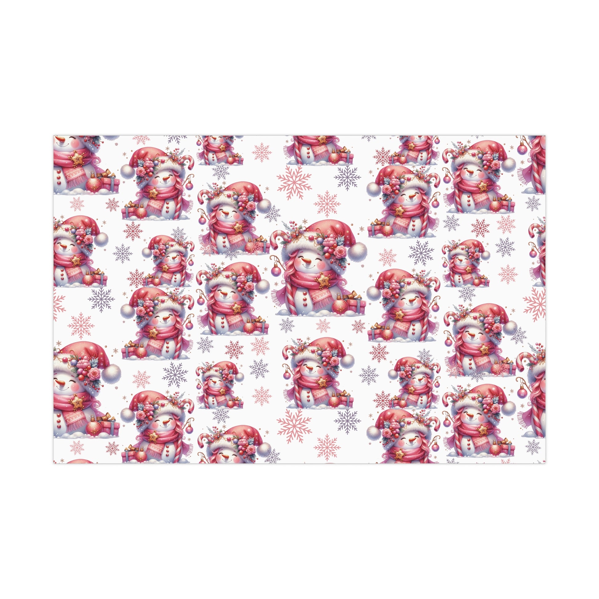 Pink Christmas Snow People Theme Wrapping Paper Vintage-Inspired Gift Wrap Perfect for Christmas Gifts and Special Occasions, Moms Gift - MRSBYVALLE