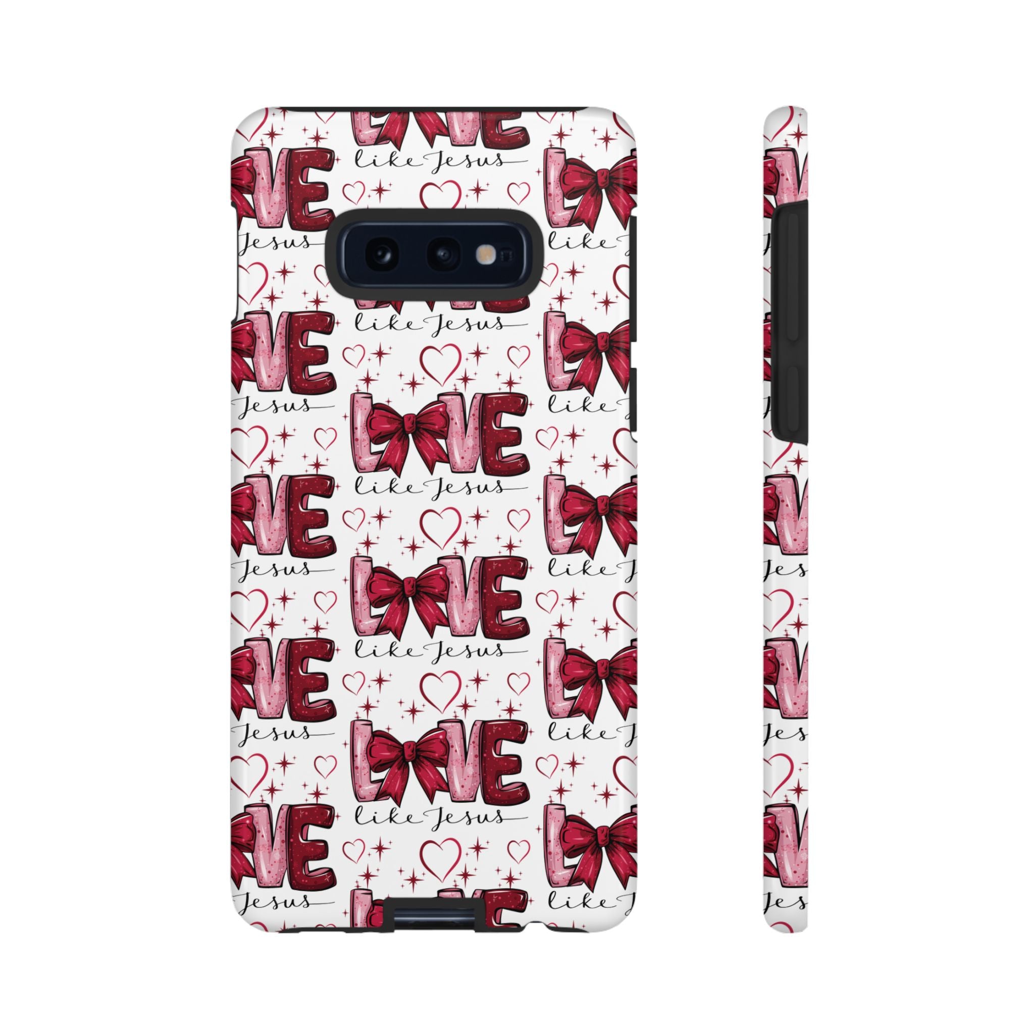Love Like Jesus Red Bows and Hearts—Tough, Faithful Phone Cases & Religious iPhone Accessories: Protect Your Device & Show Your Faith