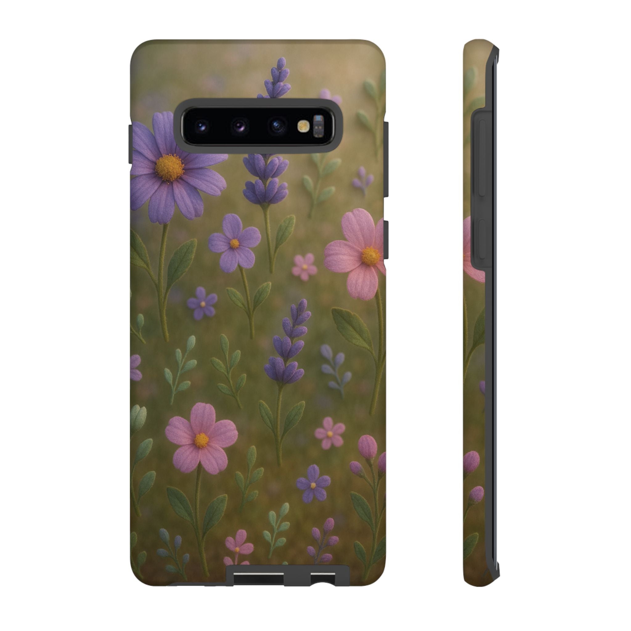 Pastel Flowers 3D Illusion Wildflower Phone Case Cute Pastel Floral Design in Lavender, Pink, Mint Green Aesthetic Protective Case for iPhone and  Android