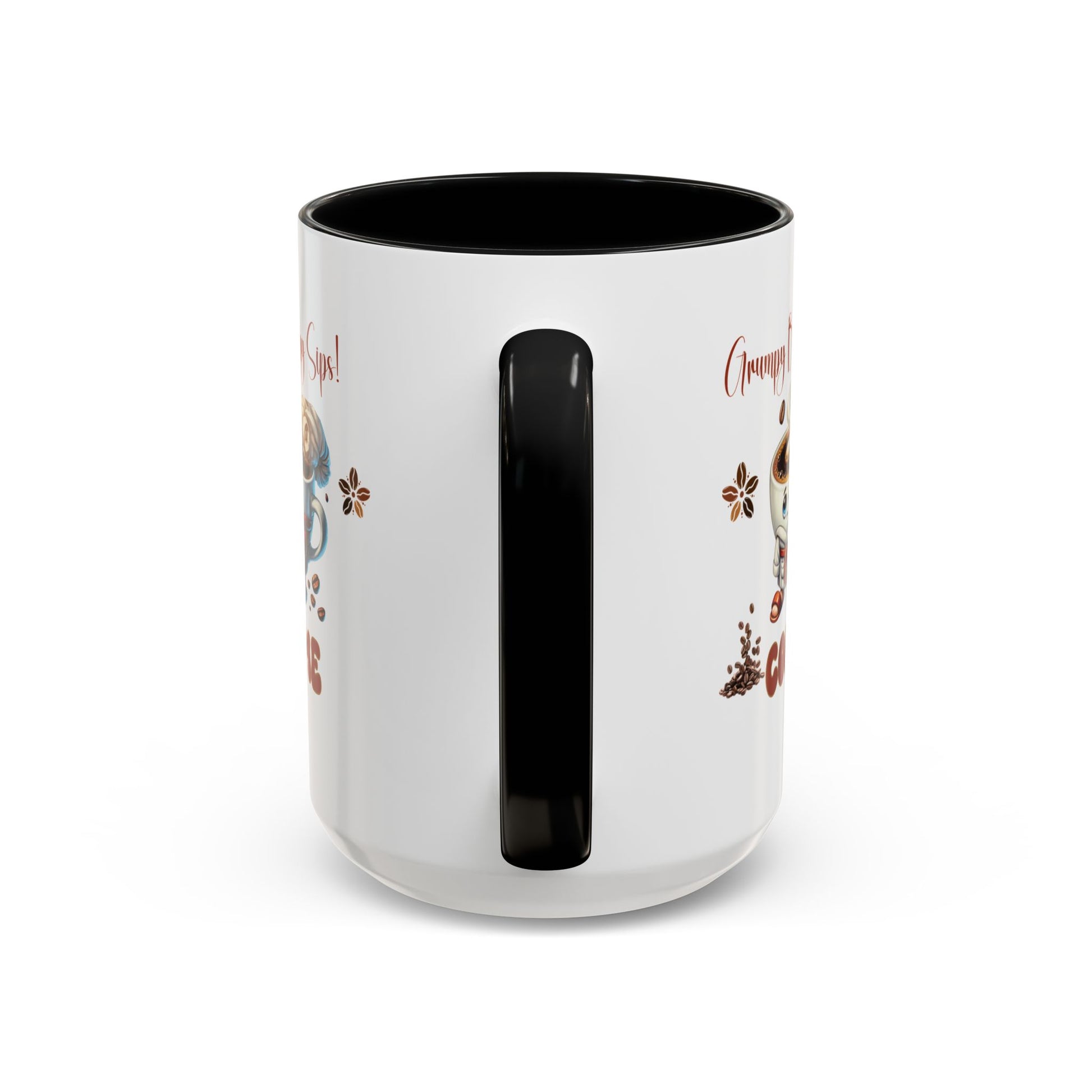 Grumpy Brews Meet Happy Sips Ceramic Mug - Funny Coffee Cup, Cute Tea Mug, Sarcastic Drinkware, Unique Gift, Kitchen Decor Accent Coffee Mug (11, 15oz) - MRSBYVALLE