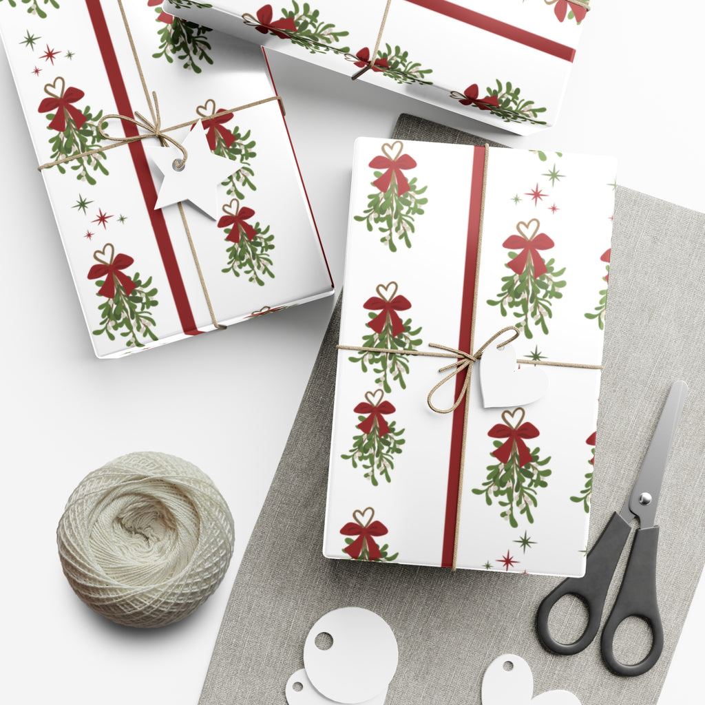 Mistletoe Christmas Wrapping Paper | Elegant 3D Holiday Gift Wrap | Christmas Wrapping paper