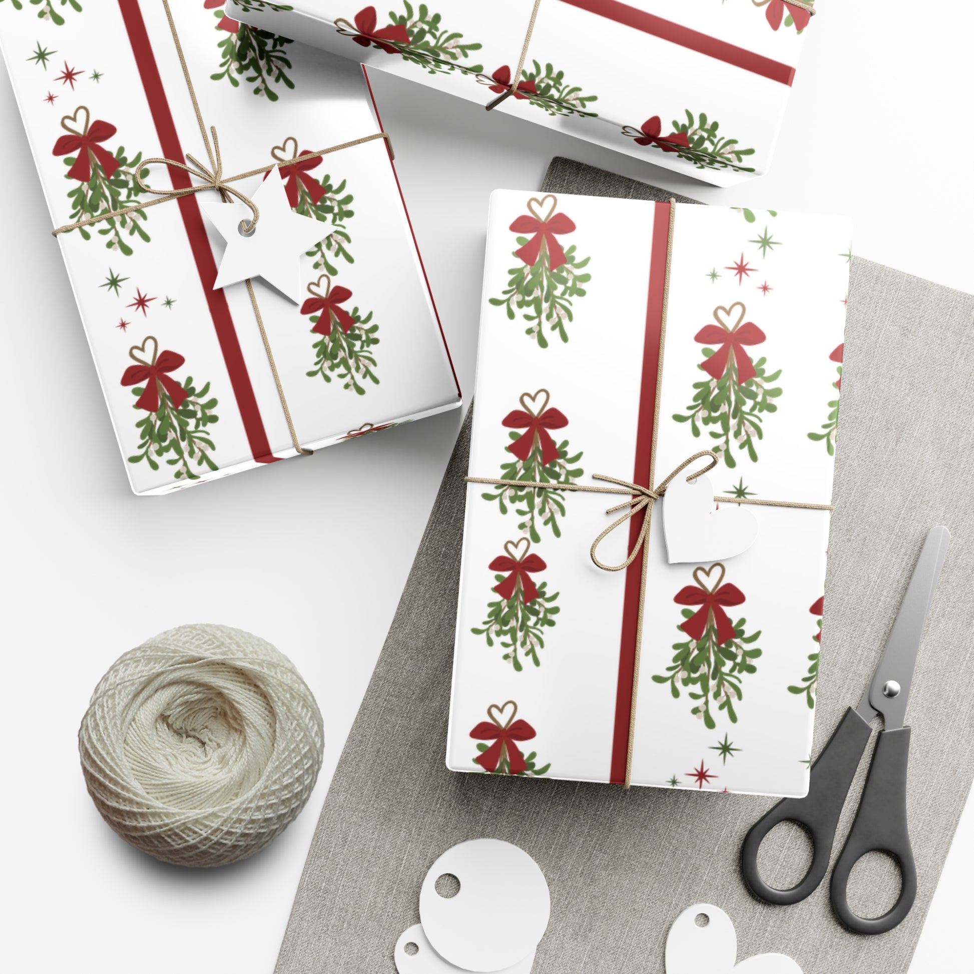 Mistletoe Christmas Wrapping Paper | Elegant 3D Holiday Gift Wrap | Christmas Wrapping paper