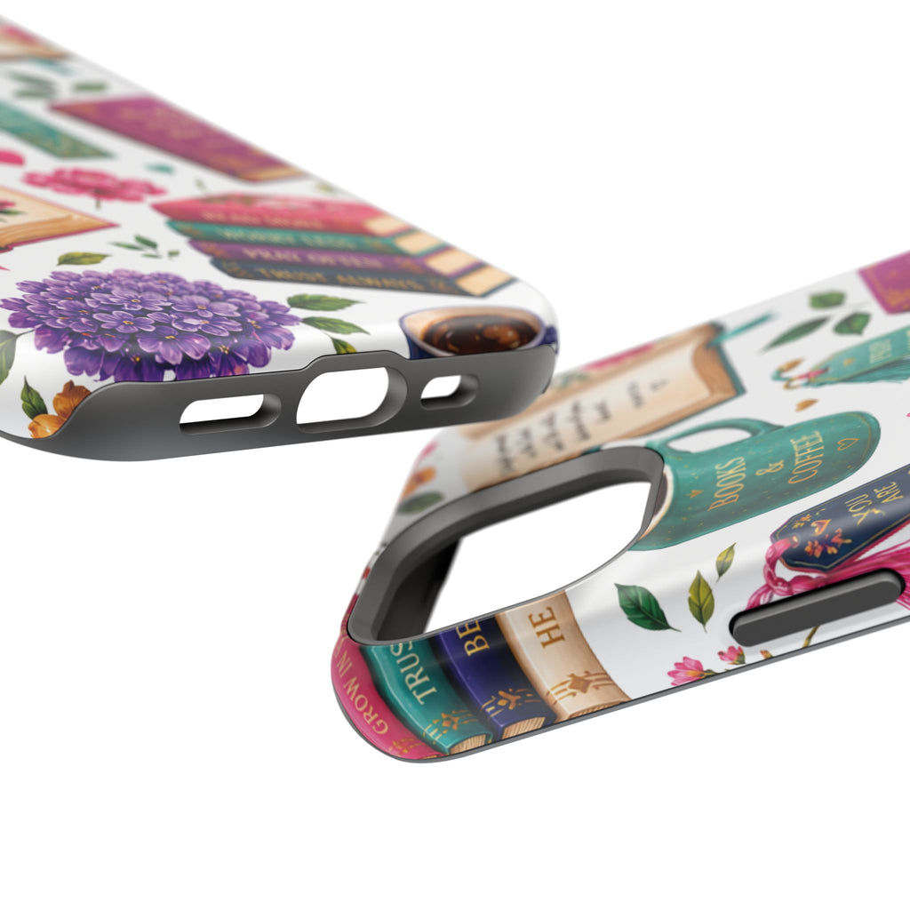 Christian Books & Coffee Phone Case — Magnetic Impact-Resistant Christian Gift