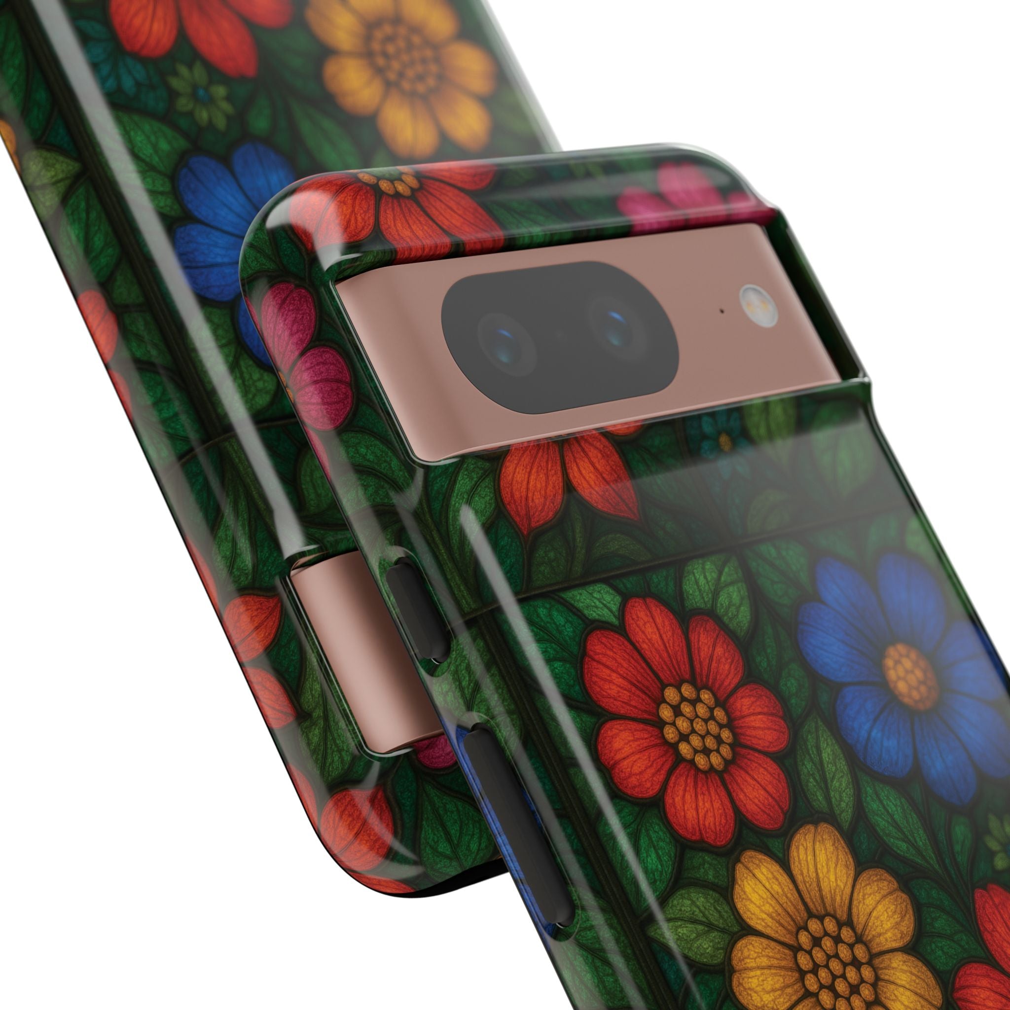 Coque de téléphone effet vitrail floral lumineux Art abstrait coloré, Étui de protection esthétique pour iPhone, Samsung et Google, Idée cadeau unique pour maman