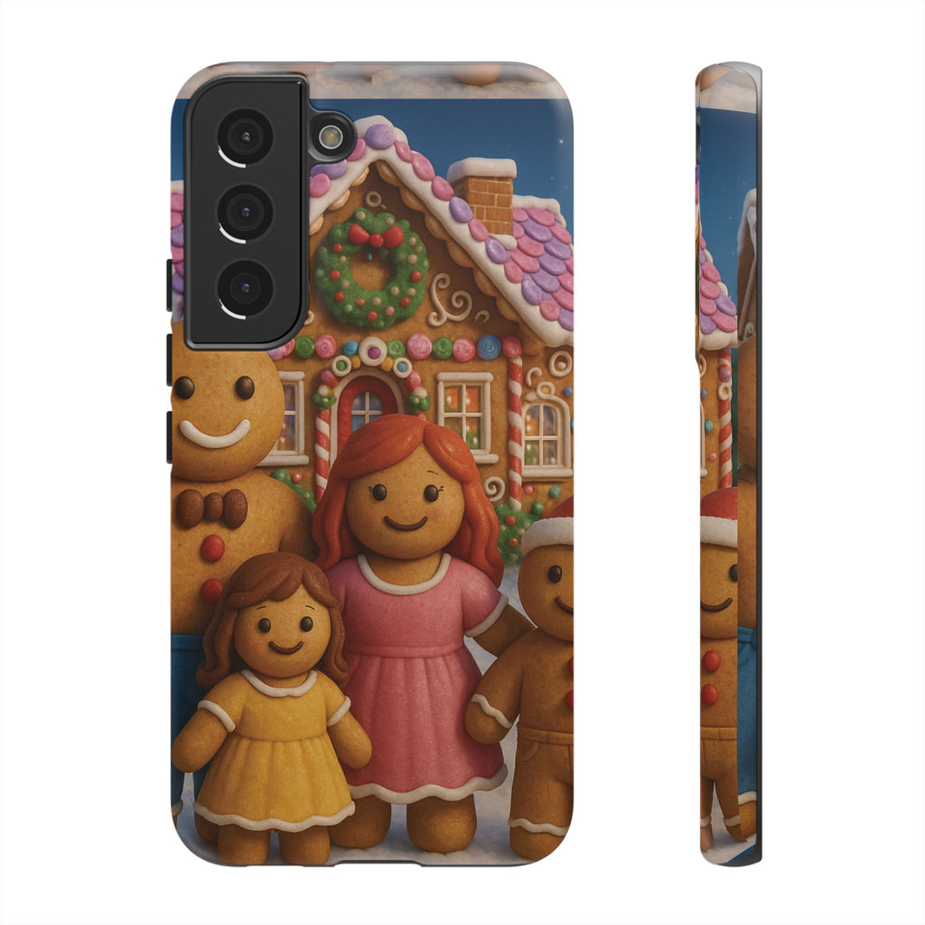 Coque de téléphone esthétique Famille en Pain d'Épices – Design d'inspiration vintage sur le thème de Noël – Étui stylé pour modèles iPhone et Samsung Galaxy