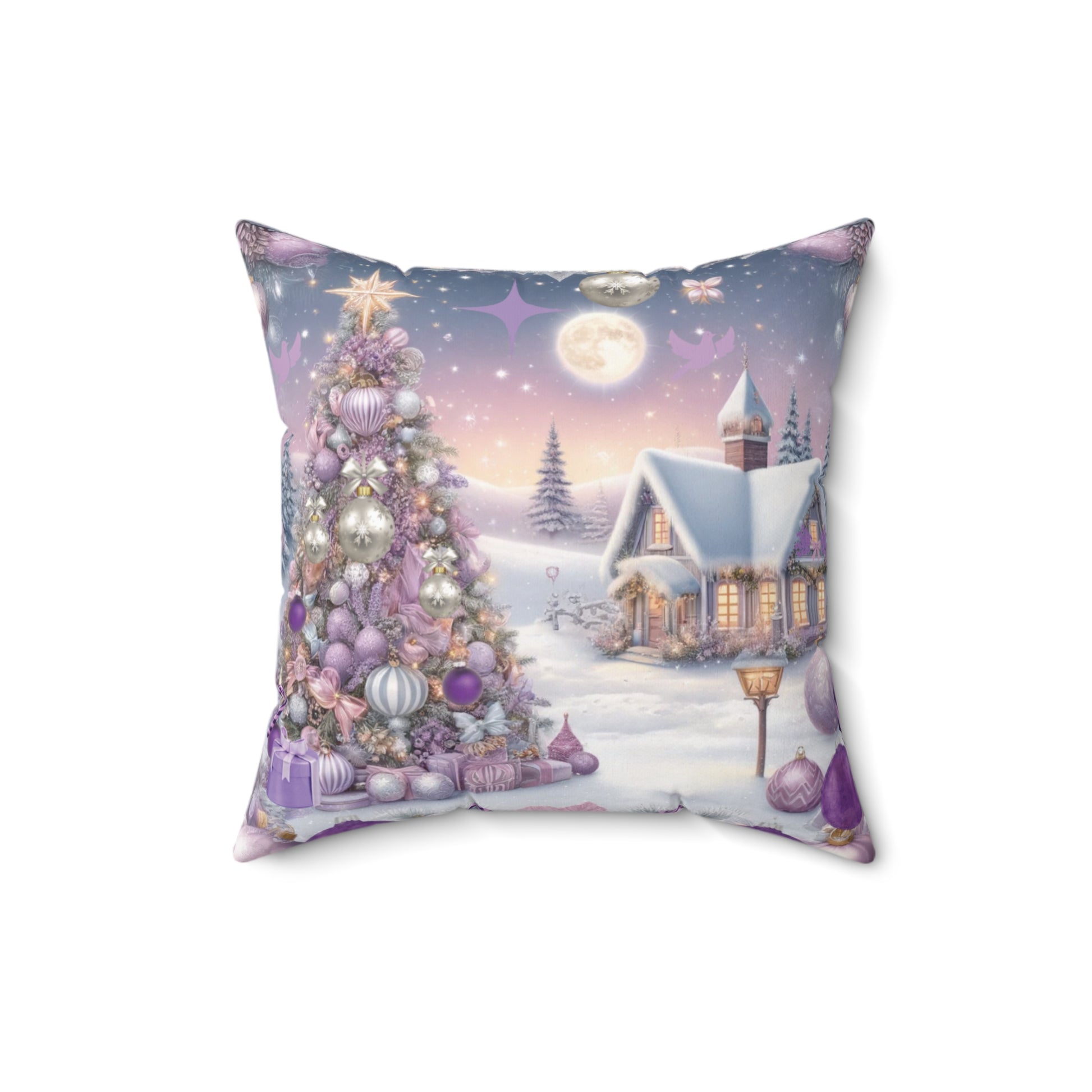 Christmas Lavender Design Square Pillow Elegant Holiday Decor Perfect for Your Seasonal Decorations Perfect Accent for Living Rooms, Bedrooms, Soft, Durable, Pillow Gift New House, Bridal Shower Gift - MRSBYVALLE