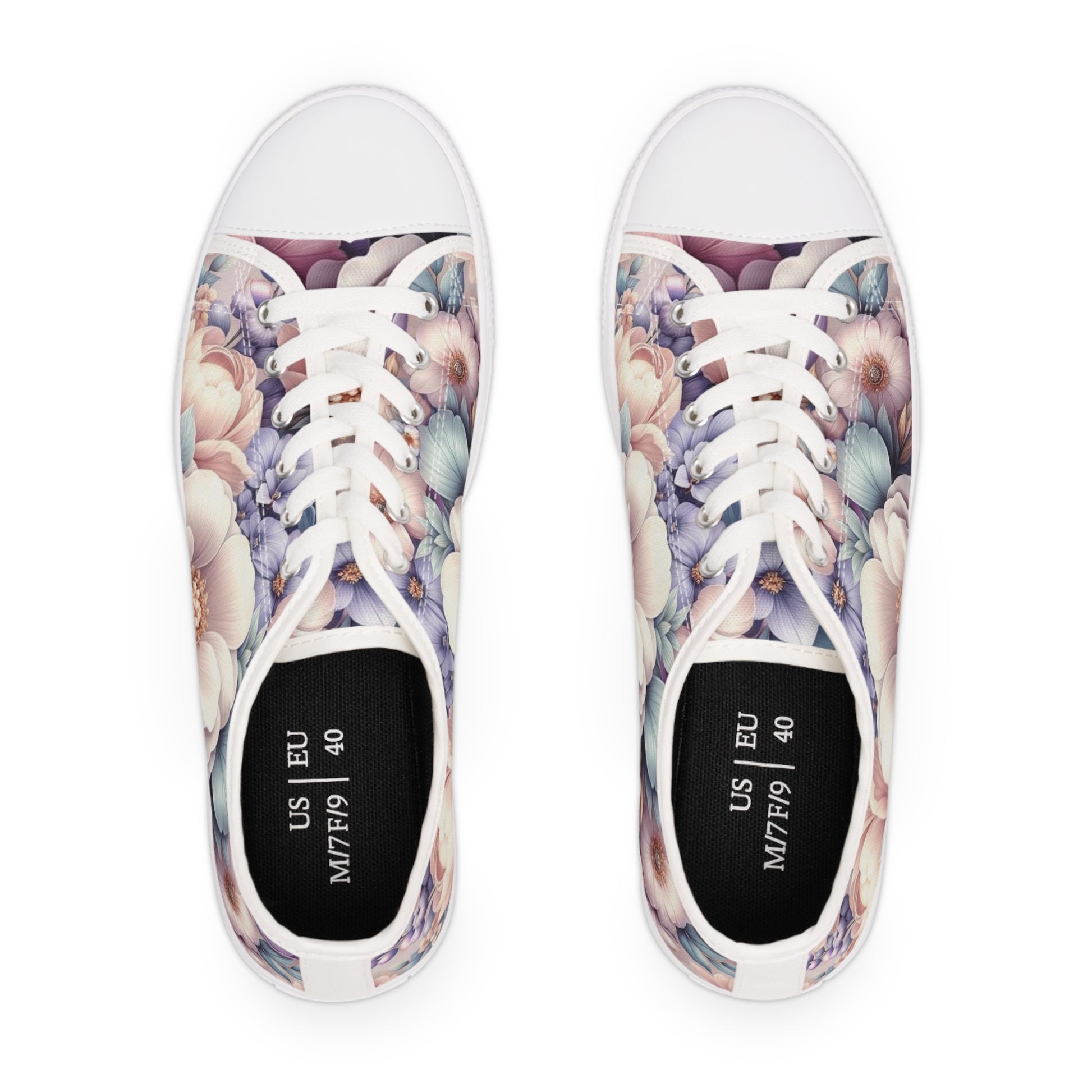 Women's Low Top Sneakers Breathable Polyester Canvas, Lightweight Stylish Floral Pastel Design, Comfortable All-Day Wear, Perfect for Walking and Everyday Activities - MRSBYVALLE