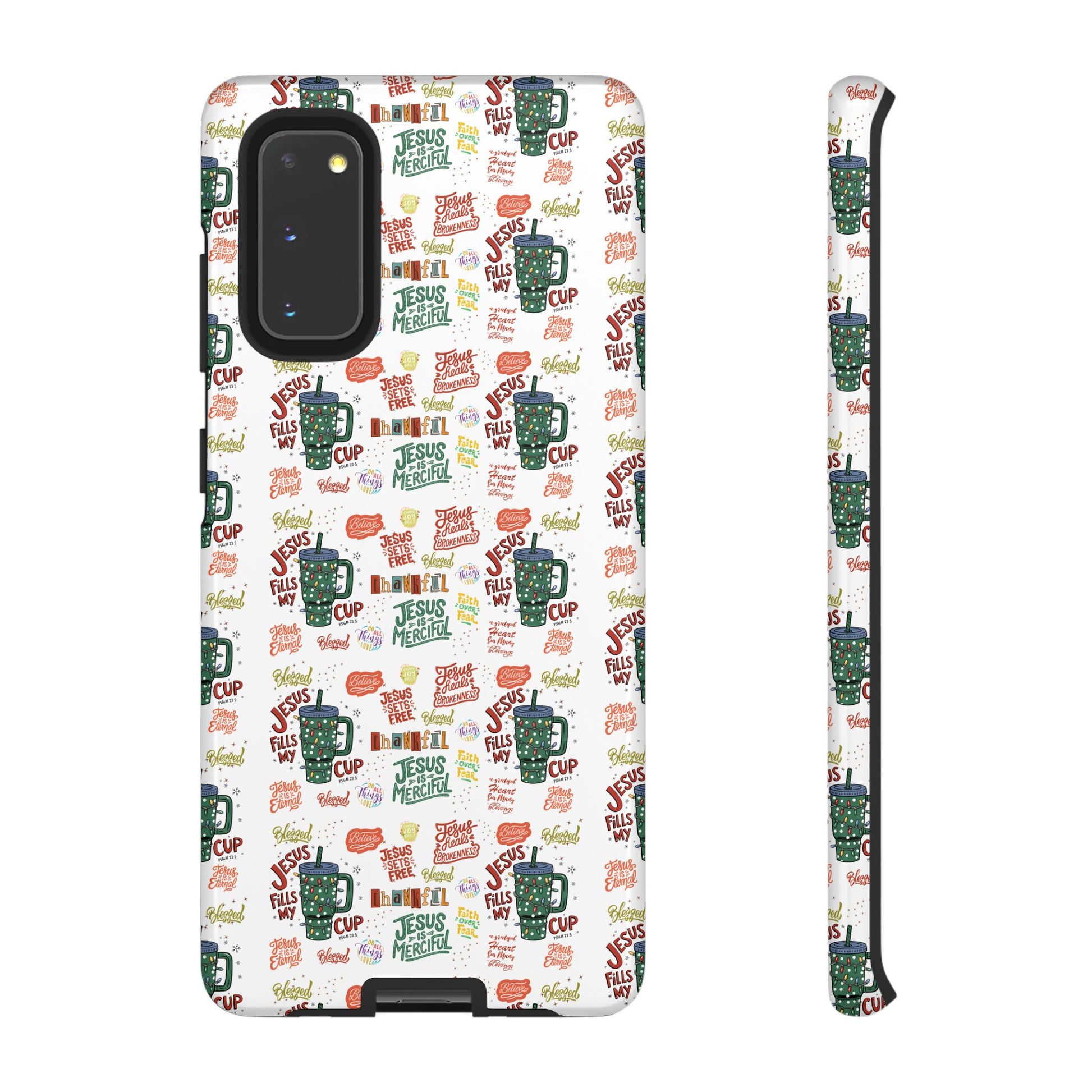 Jesus Fill My Cup Phone Case Cute Floral Design in Red, Pink, Blue – Aesthetic Protective Case for iPhone and  Android