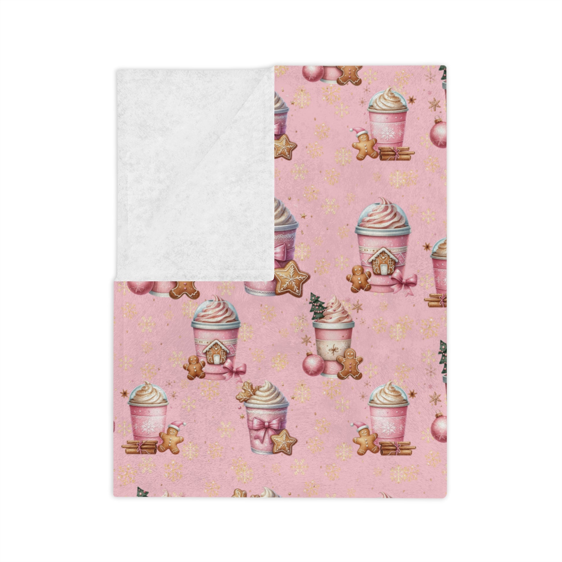 Cozy Christmas Pink Gingerbread People with Coffee Minky Blanket Soft, Festive, and Perfect for Holiday Snuggles and Gifting Housewarming Gift Throw - MRSBYVALLE