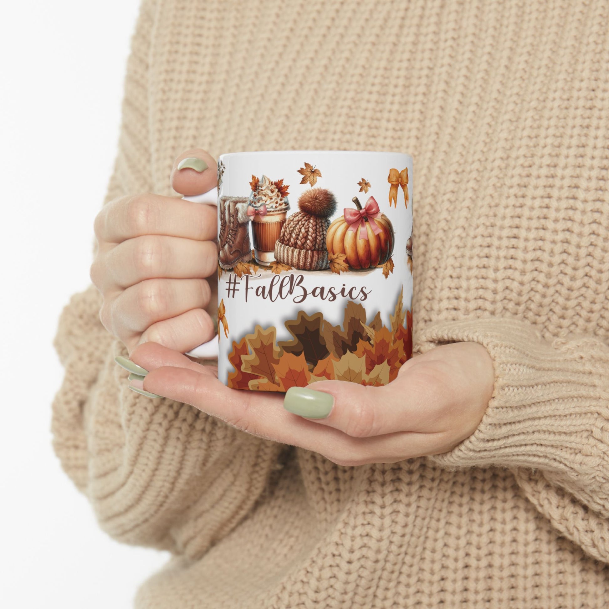 Fall Basic 11oz & 15oz Coffee Mugs – Autumn Leaves, Cozy Vibes, Perfect for Pumpkin Spice & Fall Lovers Dishwasher Safe, Microwave Friendly, Seasonal Mug Gift for Home & Office Morning Brew - MRSBYVALLE