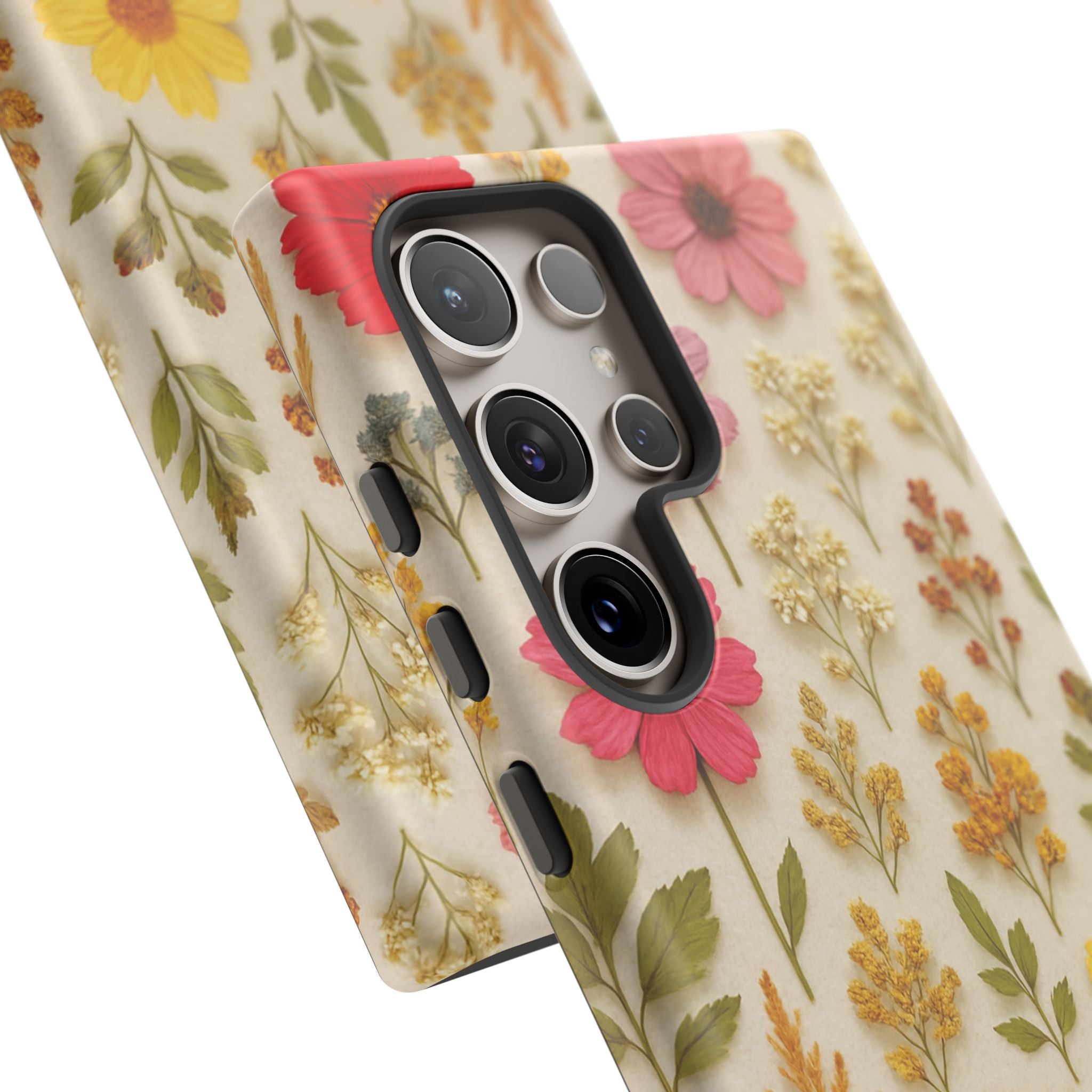 Dried Flowers Illusion Phone Case – Realistic Botanical Aesthetic, Colorful Pressed Floral Art, Trendy Nature-Inspired Protective Cover  iPhone & Samsung Models