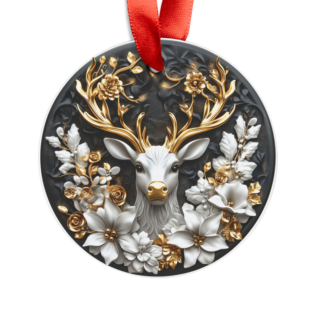 Luxurious Gold & Black Reindeer 3D Illusion Christmas Ornament - Elegant Holiday Decor, Perfect Gift, Adds Timeless Charm and Sophistication to Your Christmas Tree - MRSBYVALLE