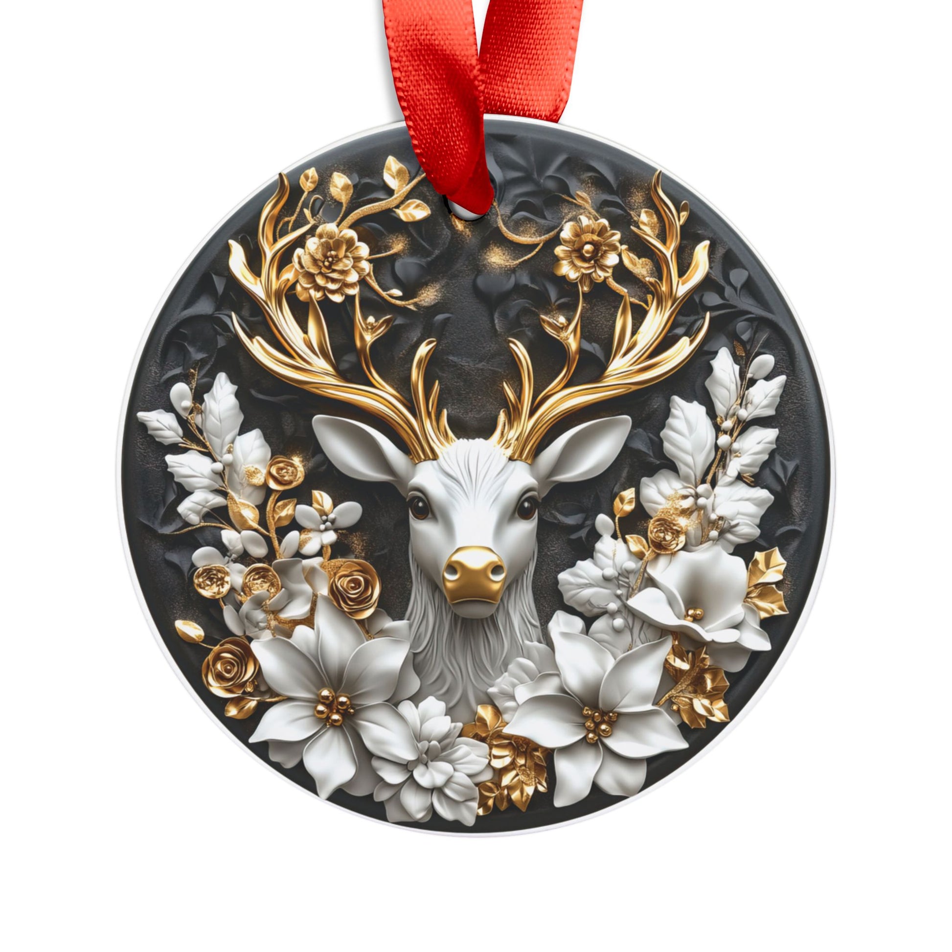 Luxurious Gold & Black Reindeer 3D Illusion Christmas Ornament - Elegant Holiday Decor, Perfect Gift, Adds Timeless Charm and Sophistication to Your Christmas Tree - MRSBYVALLE