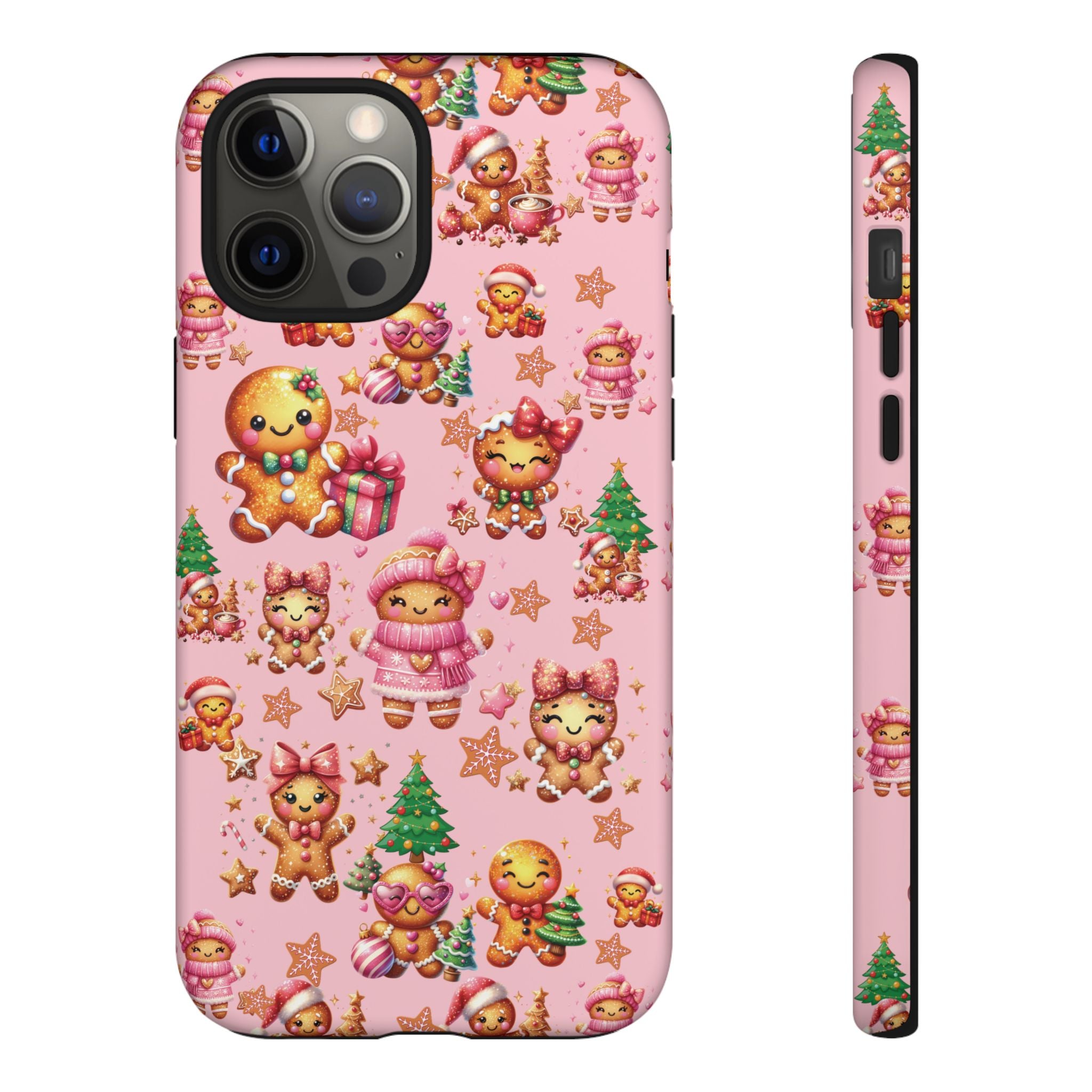 Adorable Pink Gingerbread Girl Phone Case Girly Holiday Vibes, Sweet Christmas Aesthetic, Cute & Festive Gift Idea for Her, Fun Protective Cover