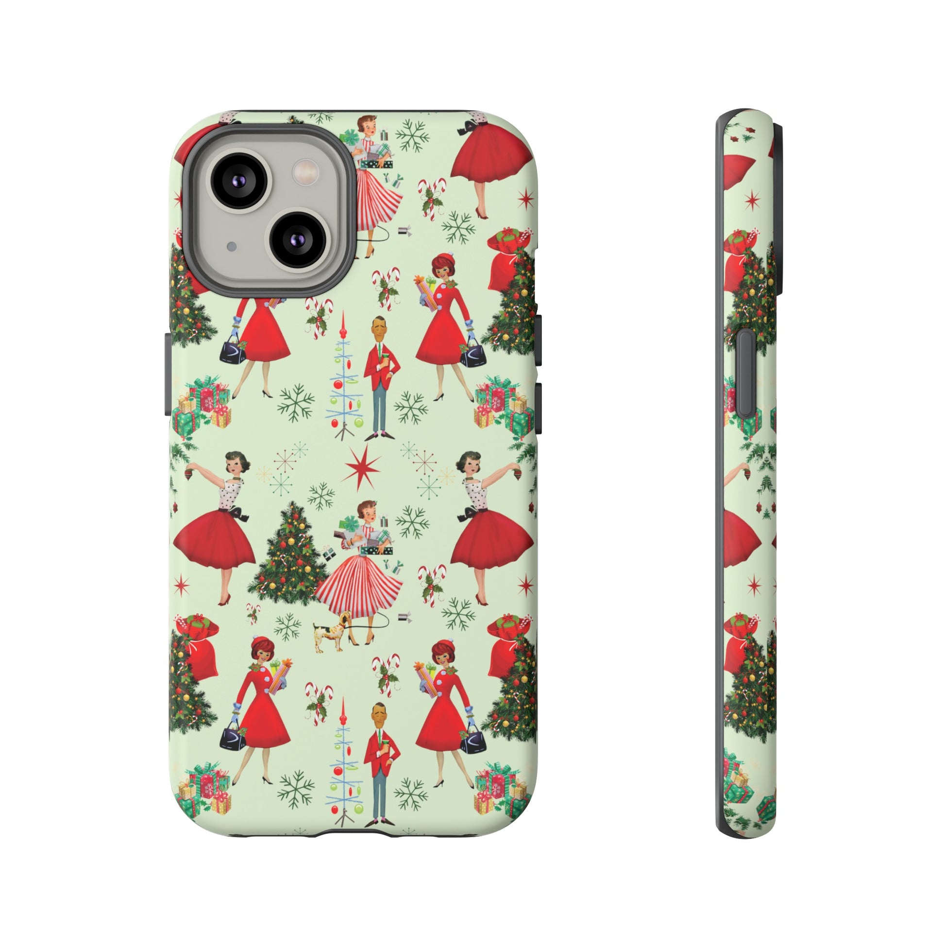 1950s Vintage Phone Case - Retro Christmas Design | Unique Holiday Protection for Your Device | Stylish & Durable Cover Gift for Her Phone 15, Samsung iPhone Samsung Accessory Gift for Her